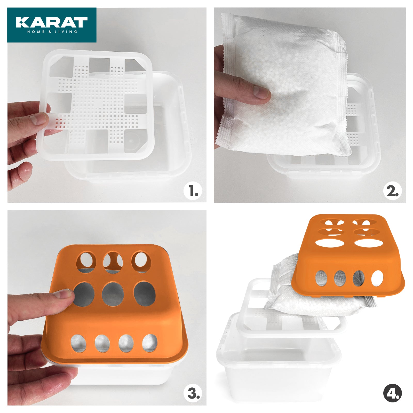 ZESTAW 4 osuszaczy | Osuszacz pokojowy w 6 kolorach i 2 wzorach | Możliwość wielokrotnego napełniania i wielokrotnego użytku