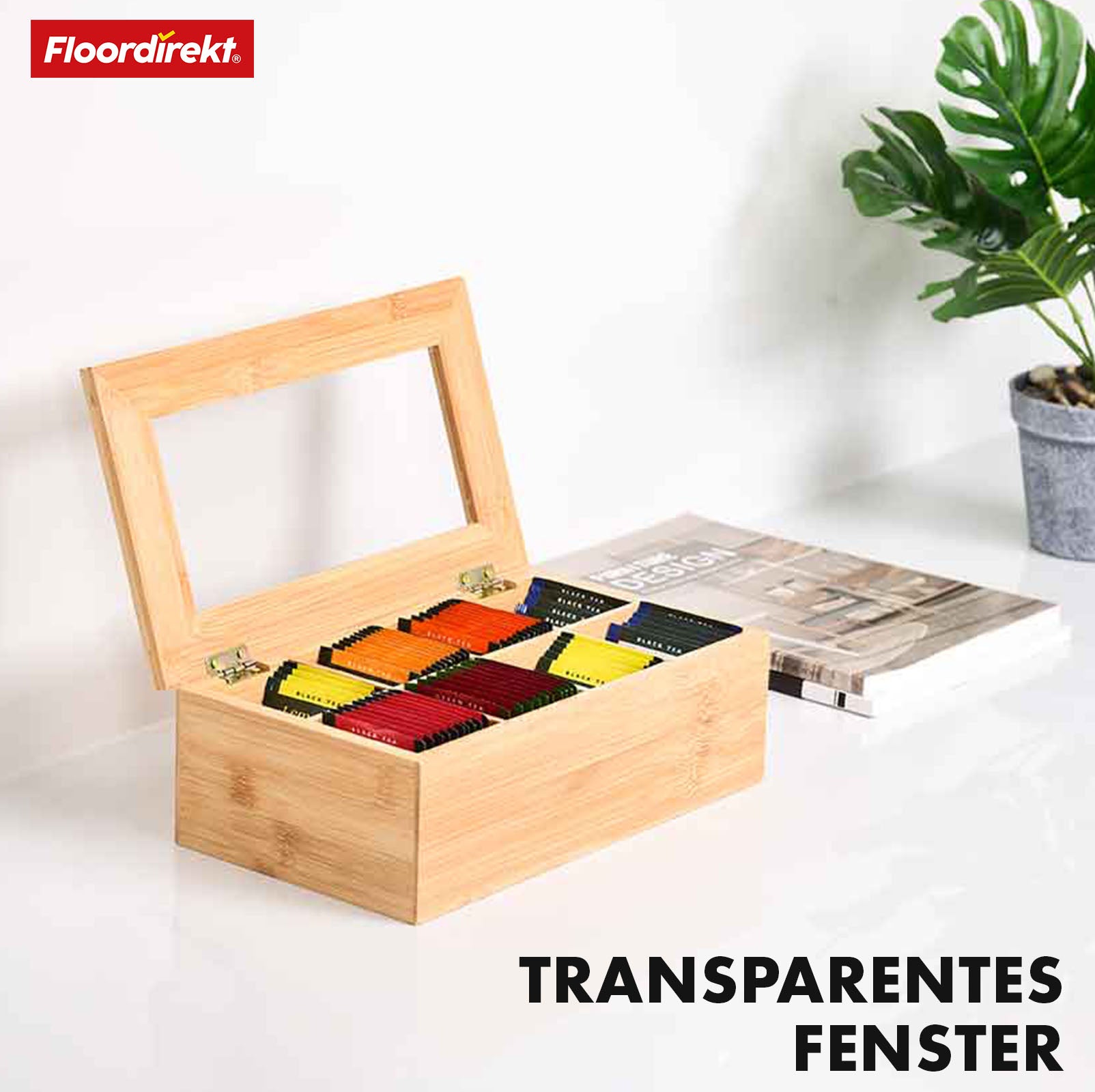 Bambusowe pudełko na herbatę z pokrywką | Praktyczne i stylowe przechowywanie herbaty | Dostępne w dwóch rozmiarach