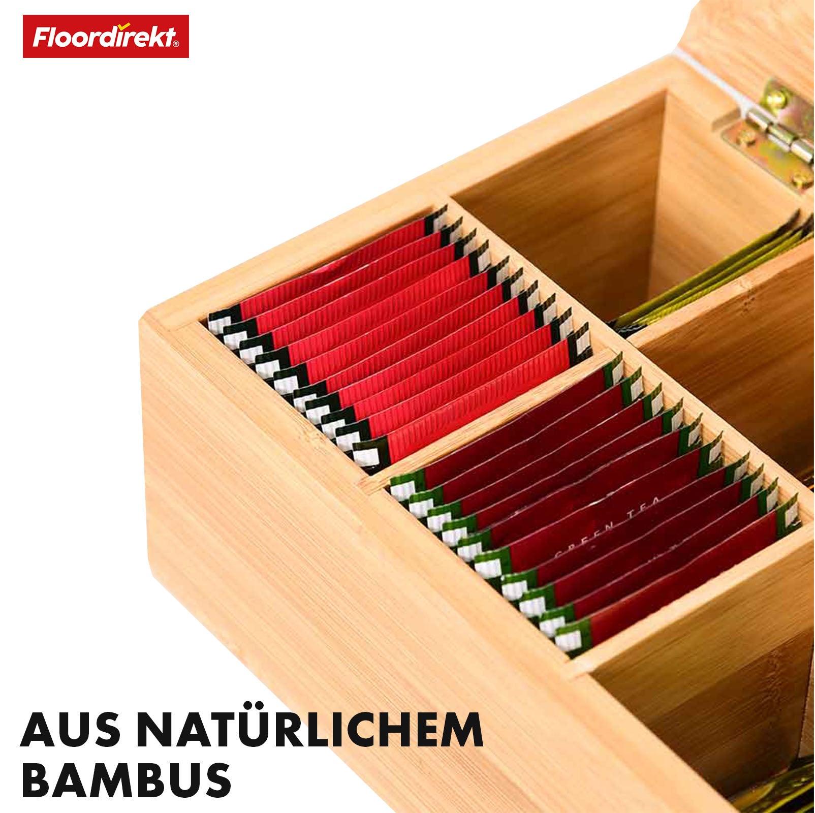 Bambusowe pudełko na herbatę z pokrywką | Praktyczne i stylowe przechowywanie herbaty | Dostępne w dwóch rozmiarach