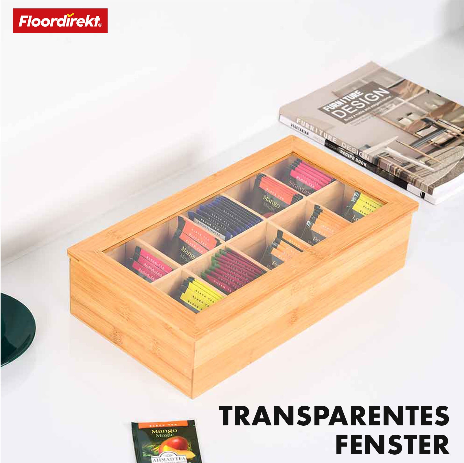 Bambusowe pudełko na herbatę z pokrywką | Praktyczne i stylowe przechowywanie herbaty | Dostępne w dwóch rozmiarach