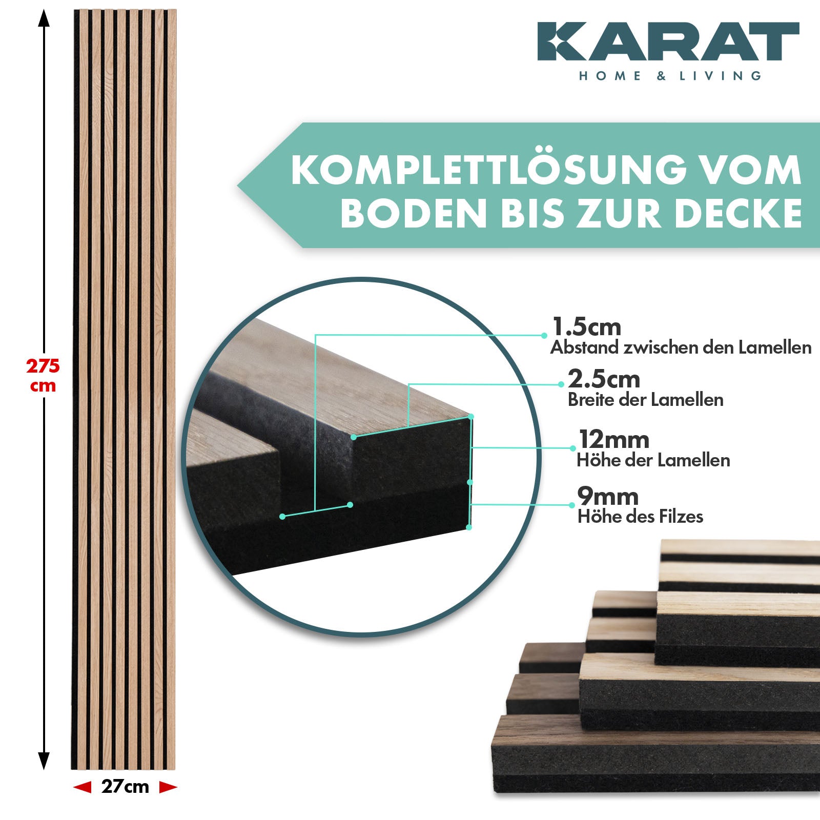Panele akustyczne o wyglądzie drewna | Ponadczasowy design zapewniający przyjemną akustykę pomieszczenia | Dostępne w 3 wzorach i 2 rozmiarach