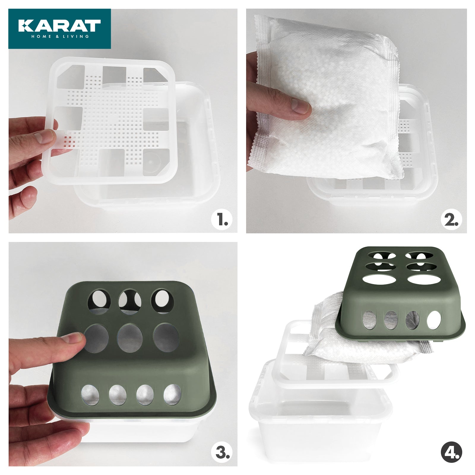 ZESTAW 4 osuszaczy | Osuszacz pokojowy w 6 kolorach i 2 wzorach | Możliwość wielokrotnego napełniania i wielokrotnego użytku