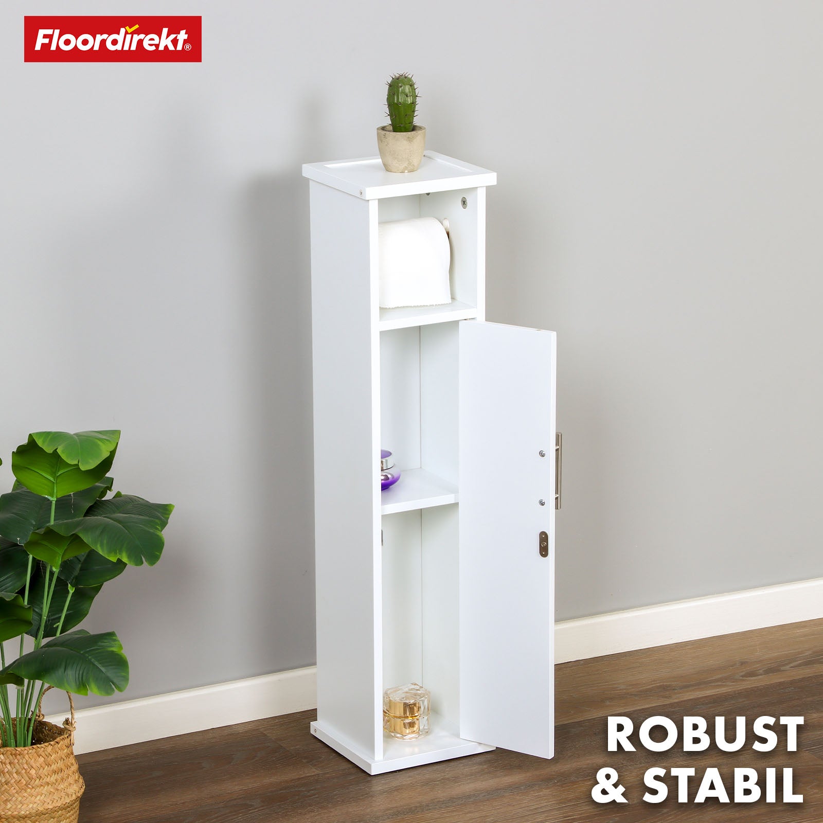 Szafka łazienkowa | Wisconsin | Szafka toaletowa z praktycznym uchwytem na papier toaletowy do małych pomieszczeń