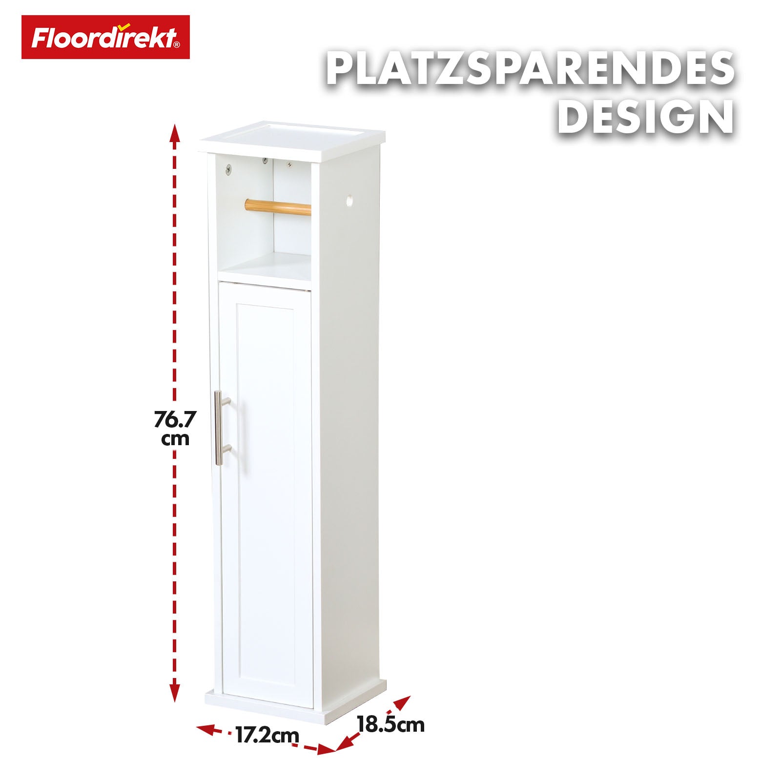 Szafka łazienkowa | Wisconsin | Szafka toaletowa z praktycznym uchwytem na papier toaletowy do małych pomieszczeń