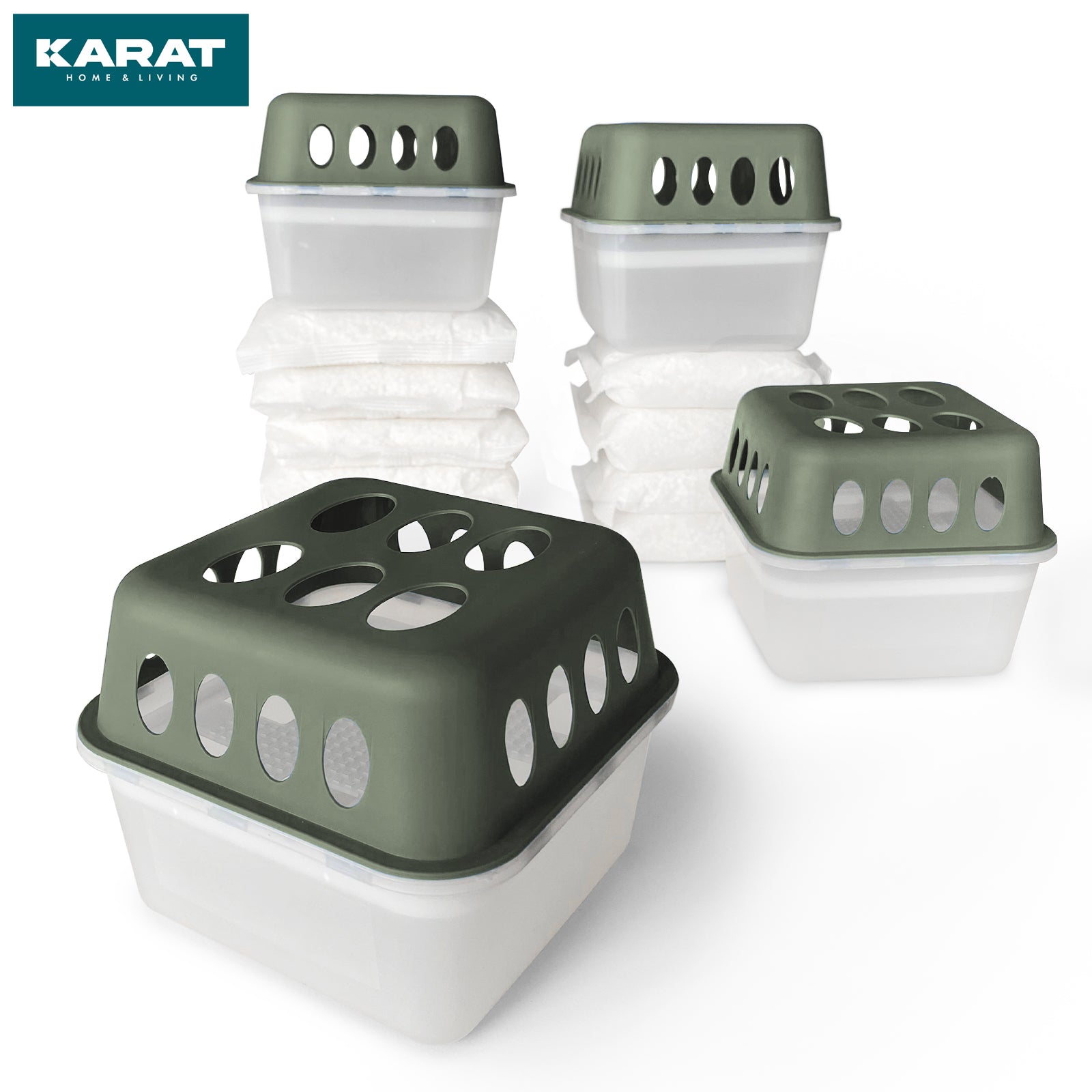 ZESTAW 4 osuszaczy | Osuszacz pokojowy w 6 kolorach i 2 wzorach | Możliwość wielokrotnego napełniania i wielokrotnego użytku