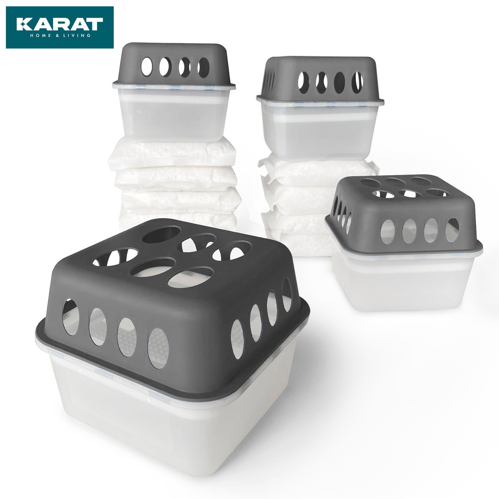 ZESTAW 4 osuszaczy | Osuszacz pokojowy w 6 kolorach i 2 wzorach | Możliwość wielokrotnego napełniania i wielokrotnego użytku