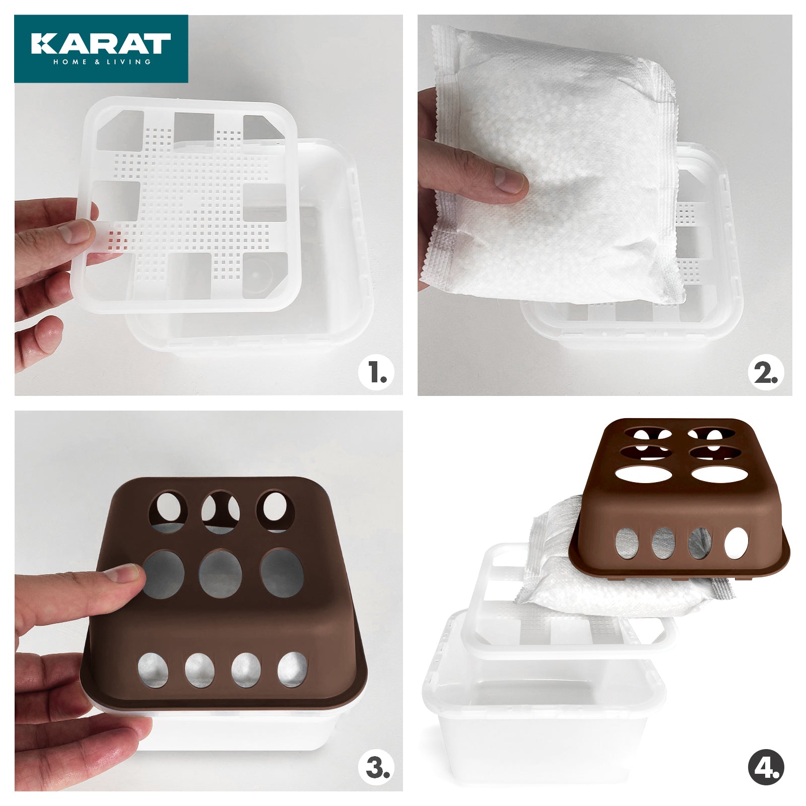 ZESTAW 4 osuszaczy | Osuszacz pokojowy w 6 kolorach i 2 wzorach | Możliwość wielokrotnego napełniania i wielokrotnego użytku