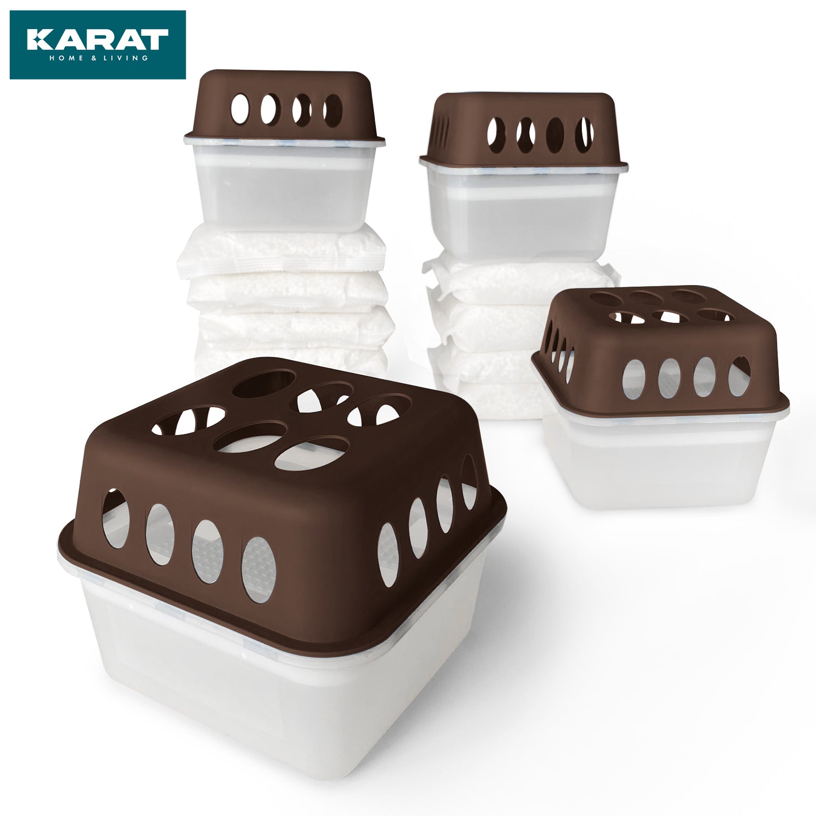 ZESTAW 4 osuszaczy | Osuszacz pokojowy w 6 kolorach i 2 wzorach | Możliwość wielokrotnego napełniania i wielokrotnego użytku