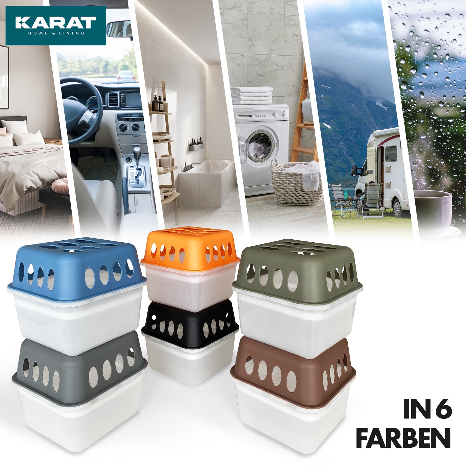 ZESTAW 4 osuszaczy | Osuszacz pokojowy w 6 kolorach i 2 wzorach | Możliwość wielokrotnego napełniania i wielokrotnego użytku