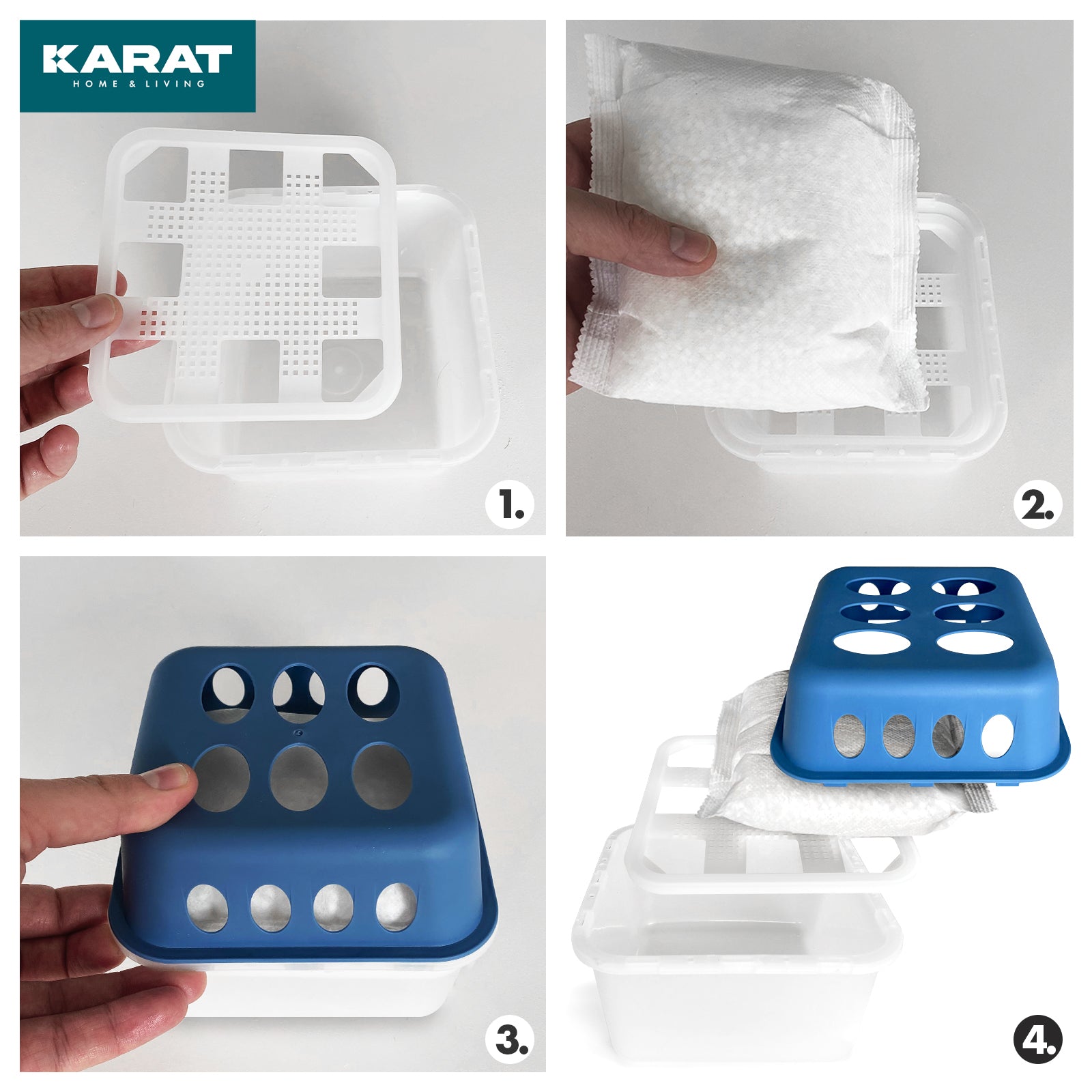 ZESTAW 4 osuszaczy | Osuszacz pokojowy w 6 kolorach i 2 wzorach | Możliwość wielokrotnego napełniania i wielokrotnego użytku