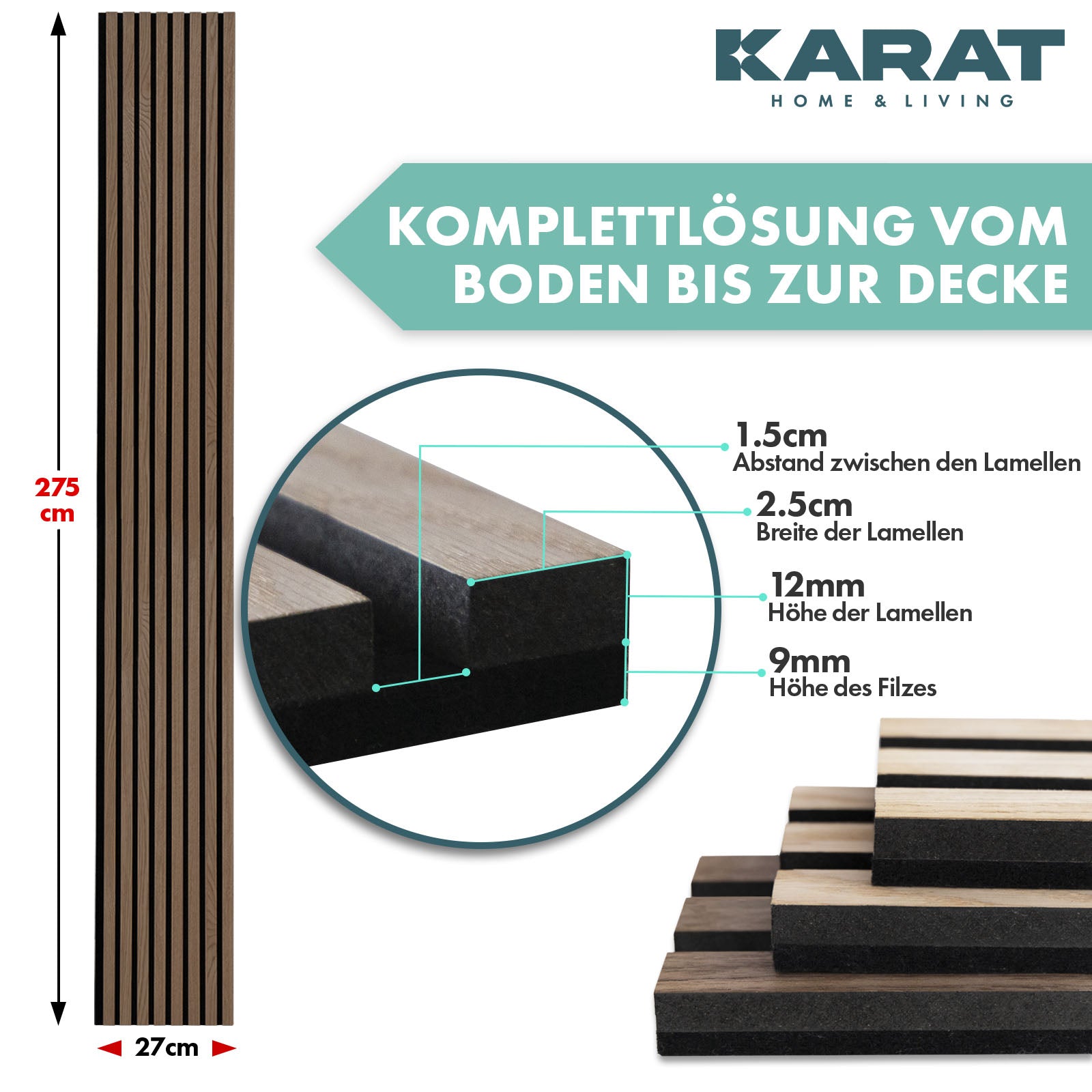 Panele akustyczne o wyglądzie drewna | Ponadczasowy design zapewniający przyjemną akustykę pomieszczenia | Dostępne w 3 wzorach i 2 rozmiarach