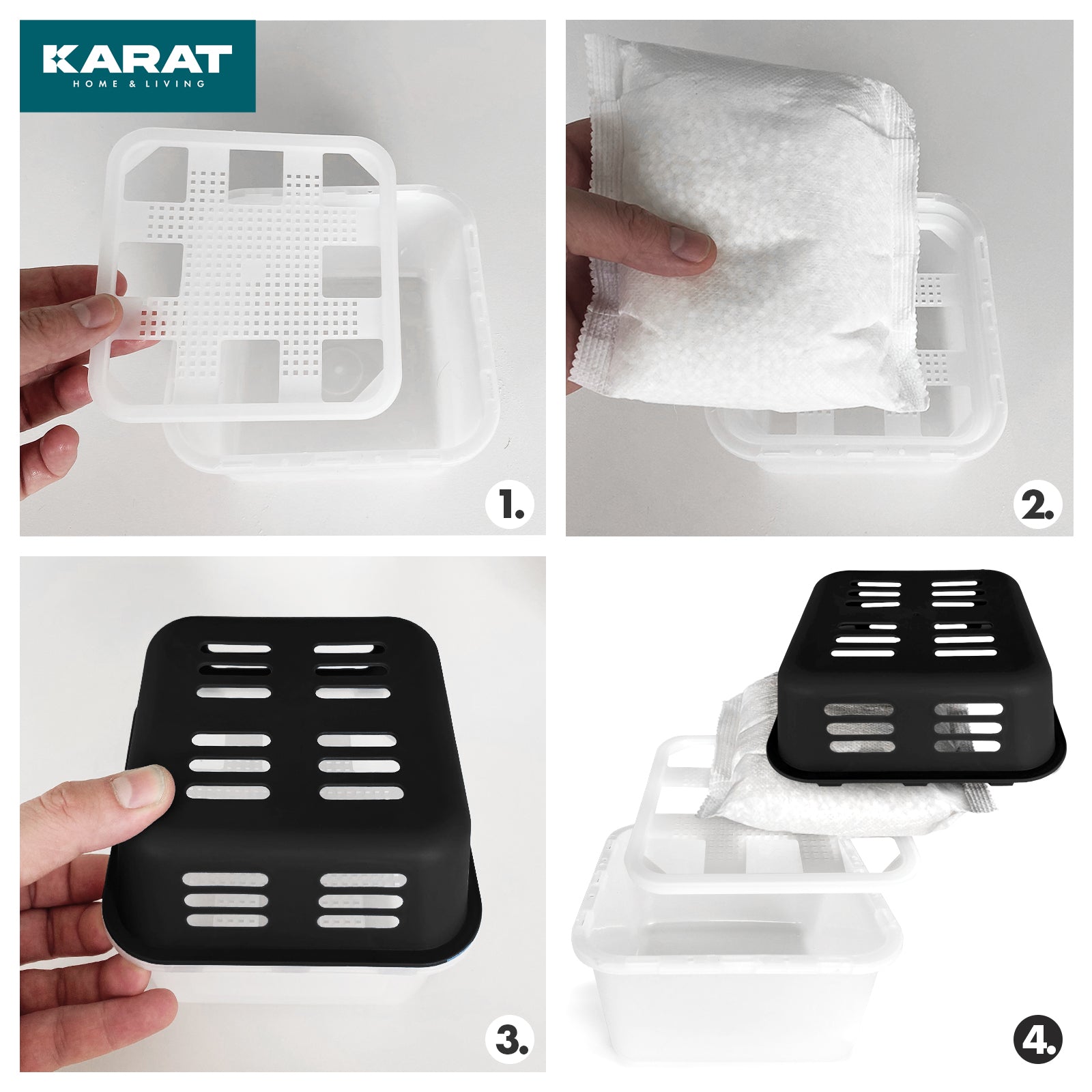 ZESTAW 4 osuszaczy | Osuszacz pokojowy w 6 kolorach i 2 wzorach | Możliwość wielokrotnego napełniania i wielokrotnego użytku