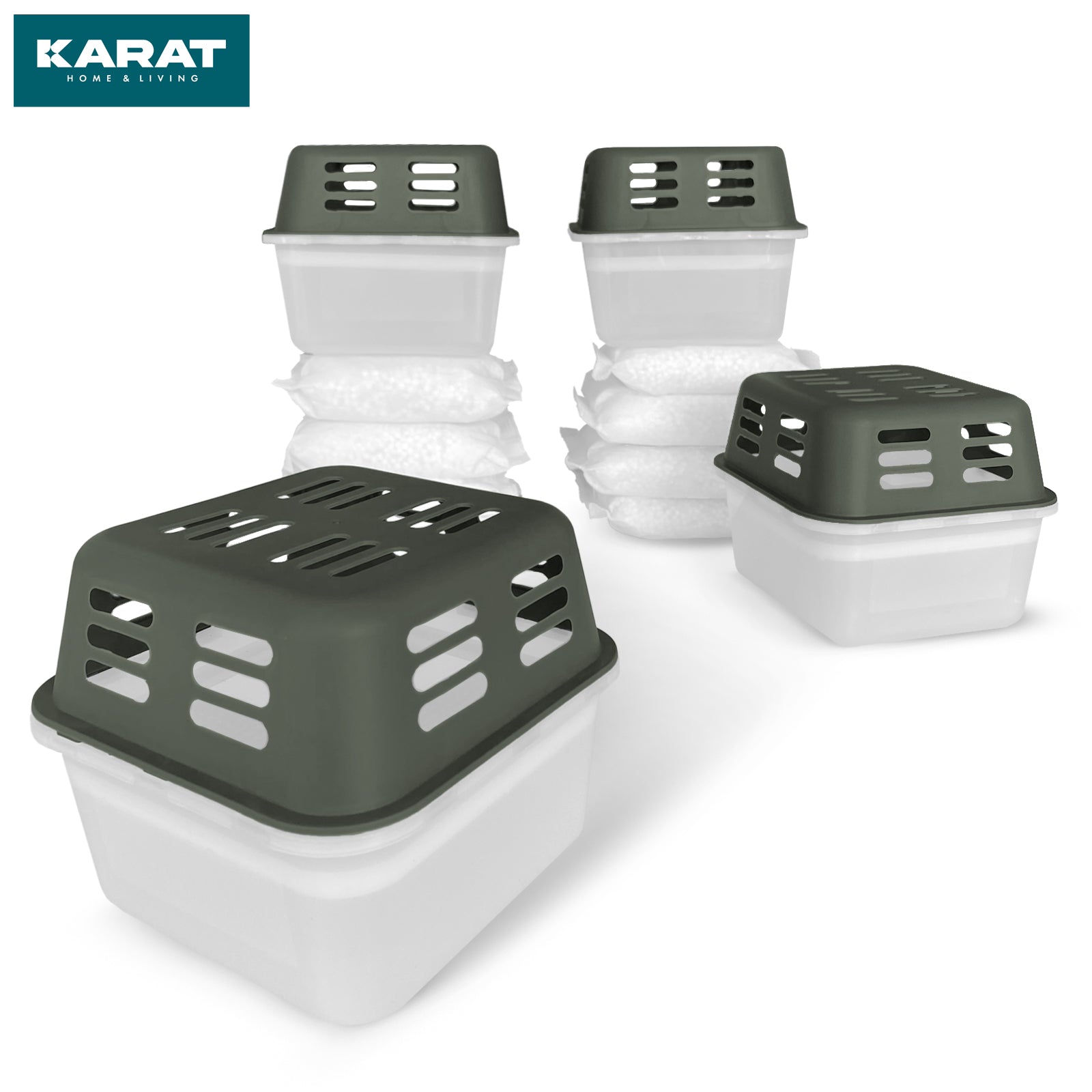 ZESTAW 4 osuszaczy | Osuszacz pokojowy w 6 kolorach i 2 wzorach | Możliwość wielokrotnego napełniania i wielokrotnego użytku