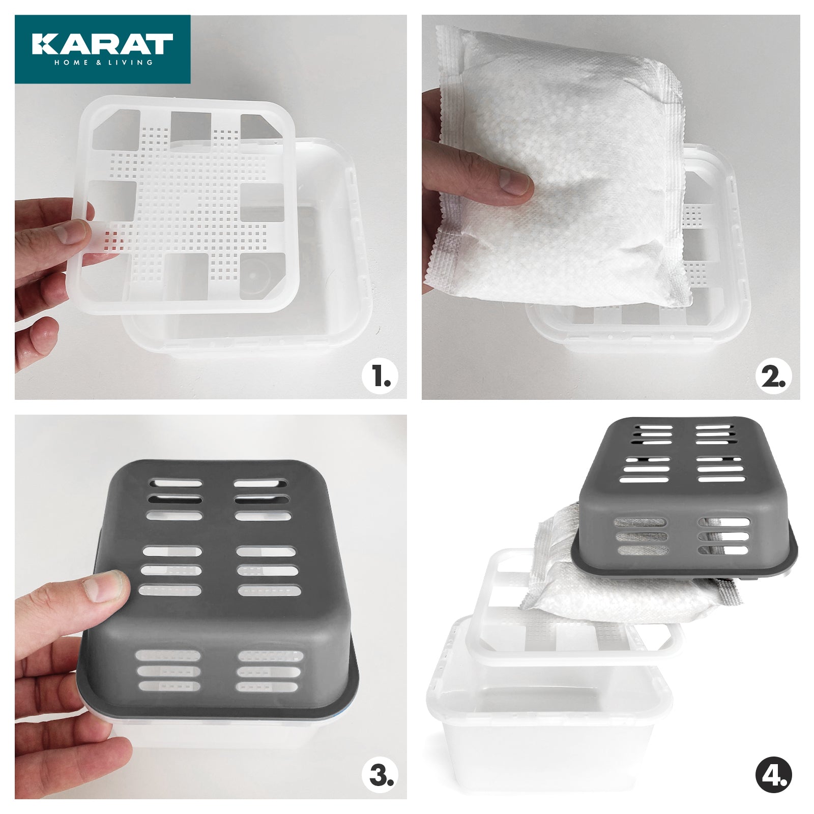 ZESTAW 4 osuszaczy | Osuszacz pokojowy w 6 kolorach i 2 wzorach | Możliwość wielokrotnego napełniania i wielokrotnego użytku