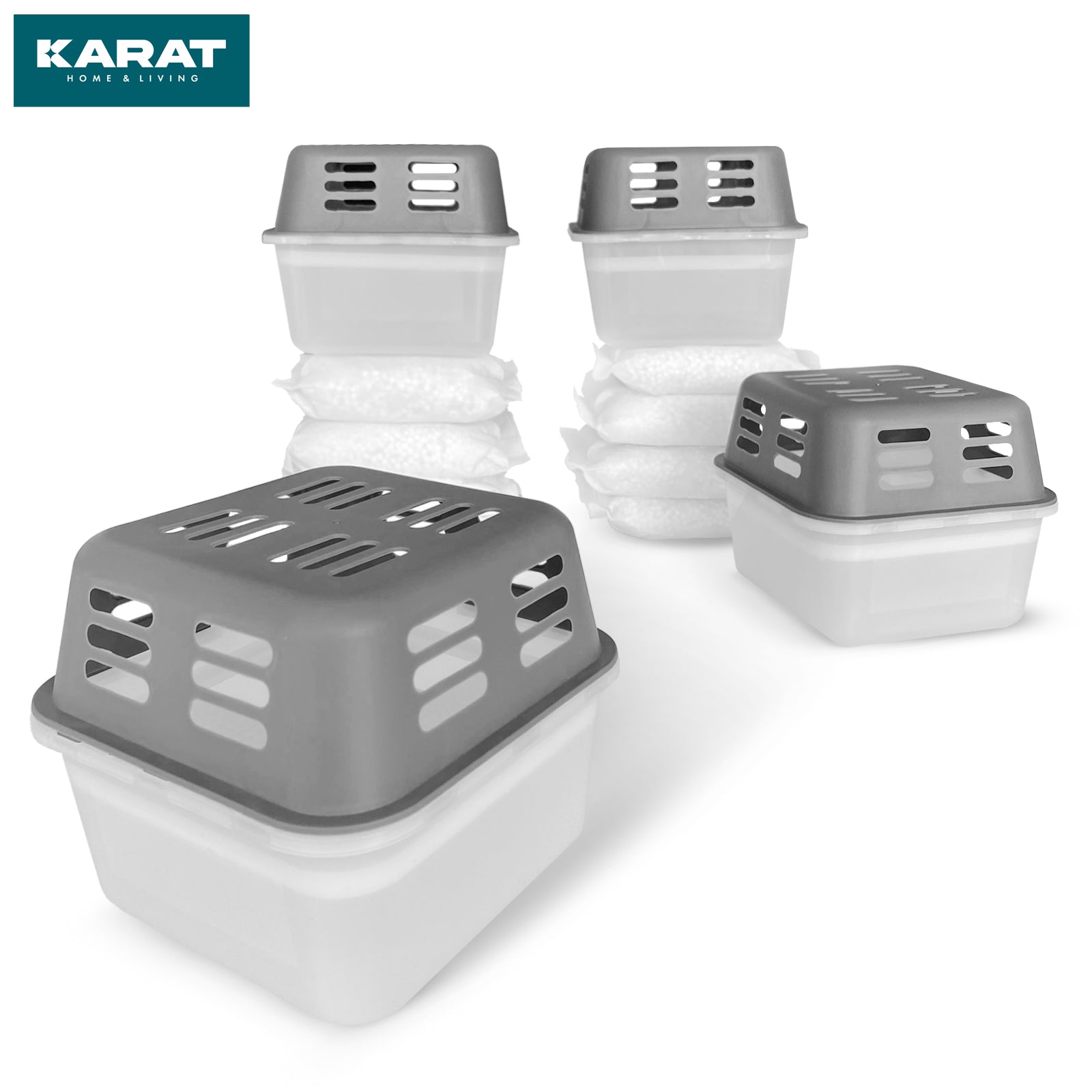 ZESTAW 4 osuszaczy | Osuszacz pokojowy w 6 kolorach i 2 wzorach | Możliwość wielokrotnego napełniania i wielokrotnego użytku