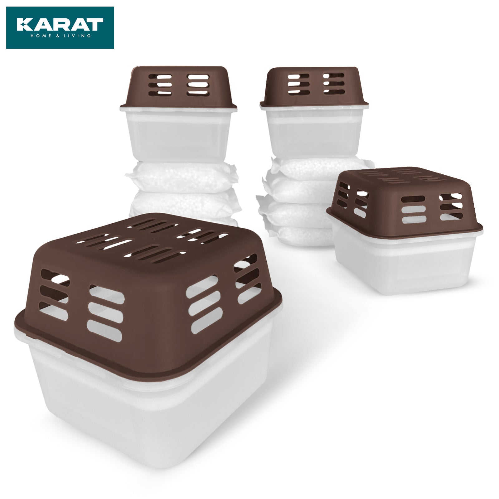 ZESTAW 4 osuszaczy | Osuszacz pokojowy w 6 kolorach i 2 wzorach | Możliwość wielokrotnego napełniania i wielokrotnego użytku