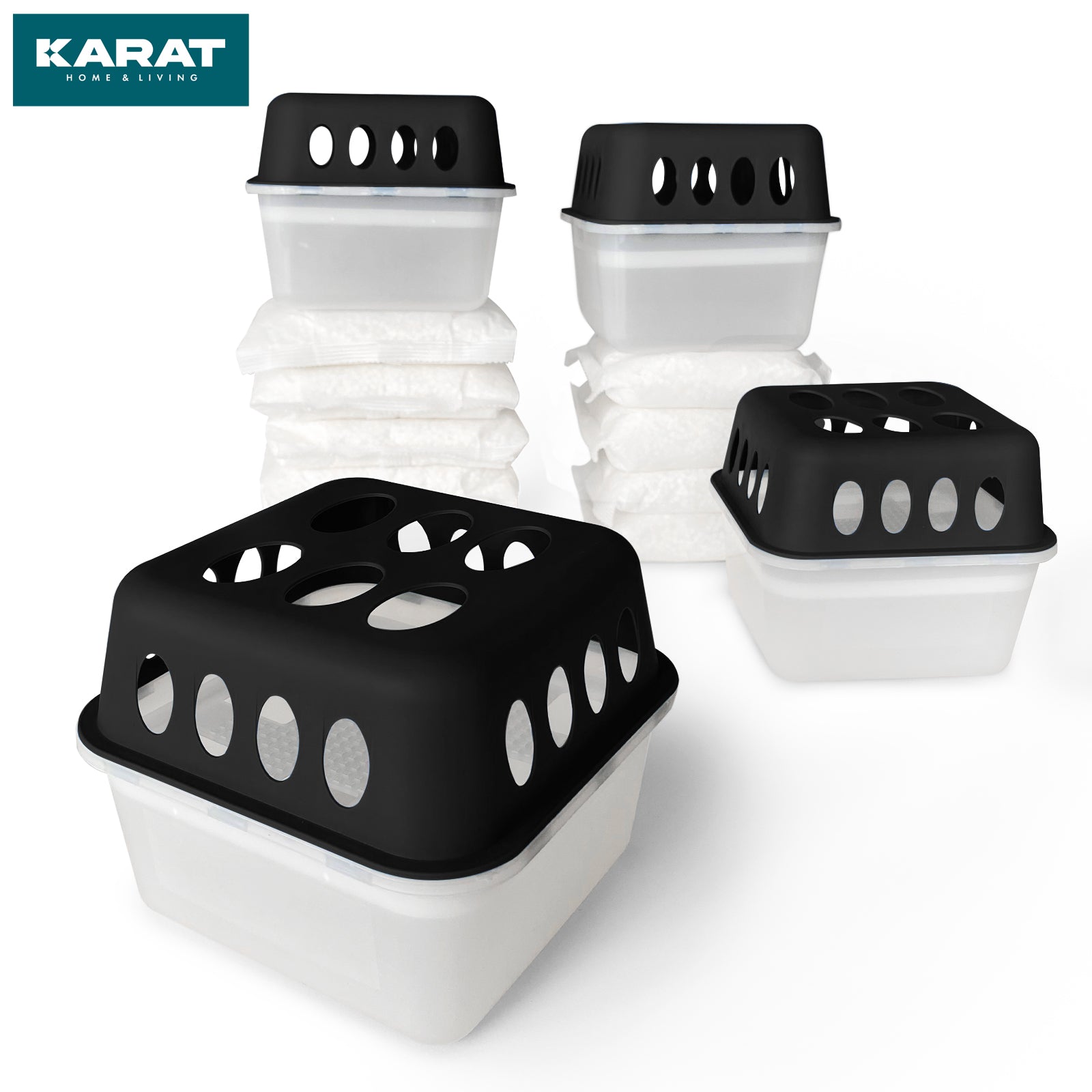 ZESTAW 4 osuszaczy | Osuszacz pokojowy w 6 kolorach i 2 wzorach | Możliwość wielokrotnego napełniania i wielokrotnego użytku