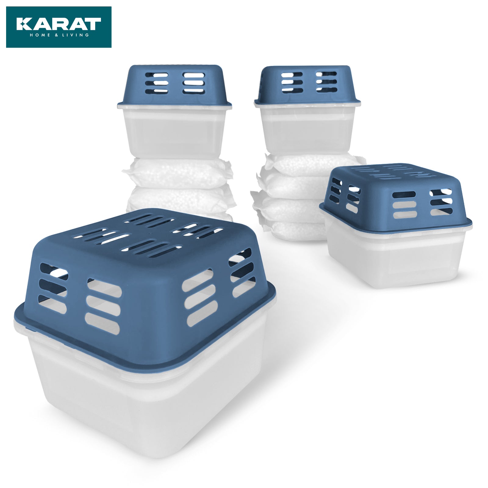 ZESTAW 4 osuszaczy | Osuszacz pokojowy w 6 kolorach i 2 wzorach | Możliwość wielokrotnego napełniania i wielokrotnego użytku