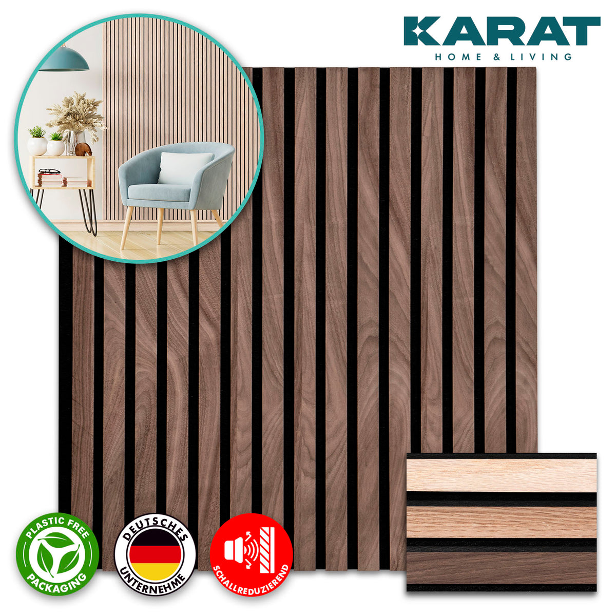 Panele akustyczne o wyglądzie drewna | Ponadczasowy design zapewniający przyjemną akustykę pomieszczenia | Dostępne w 3 wzorach i 2 rozmiarach