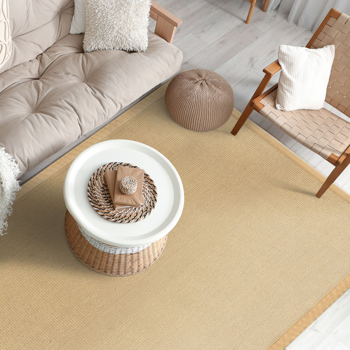 Dywan sisal | Bombay | Z antypoślizgowym spodem i bawełnianym obramowaniem | W wielu rozmiarach