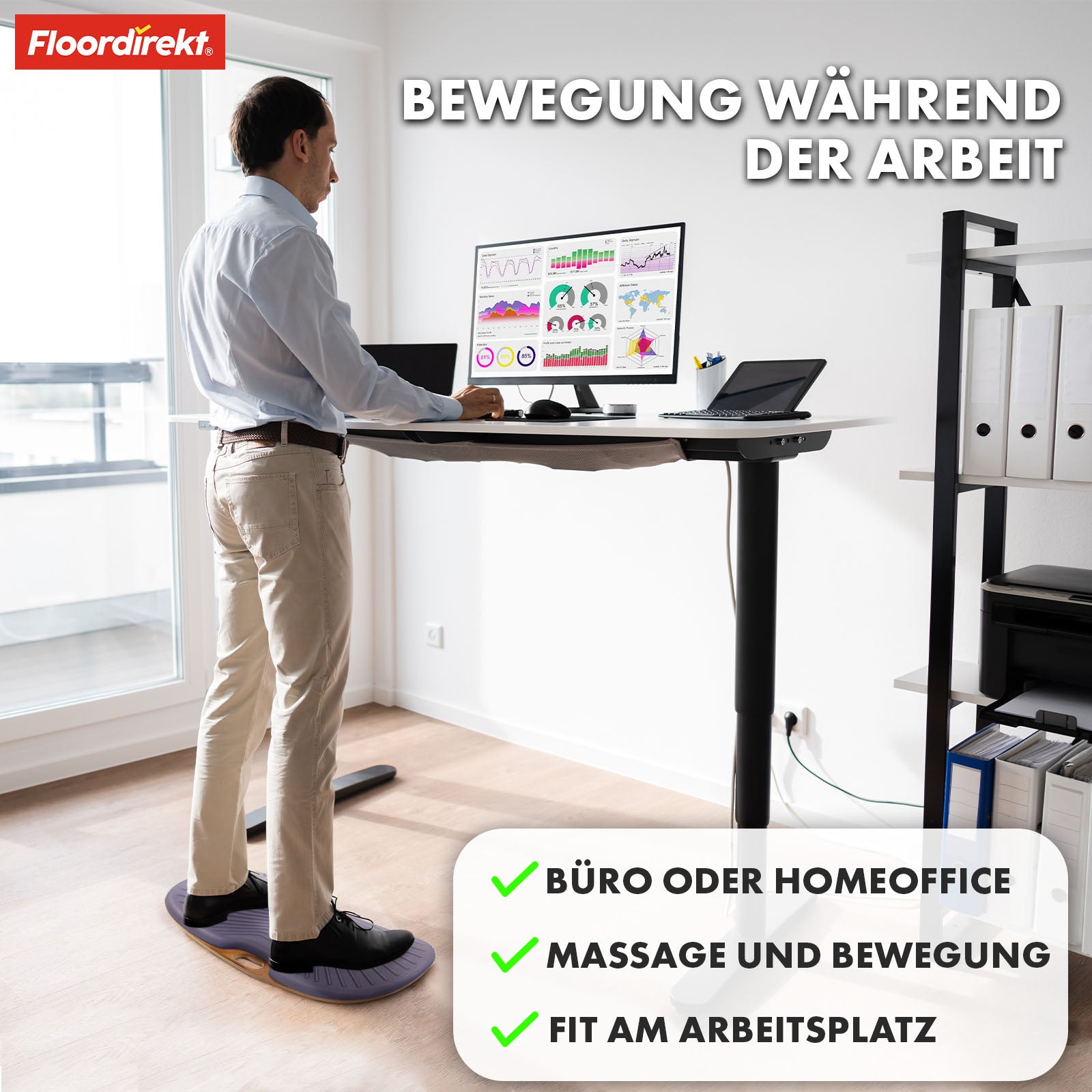 Balance Board | Hawaii | Mata przeciwzmęczeniowa do biurek stojących w biurze i biurze domowym | Mata do pracy dostępna w dwóch wersjach
