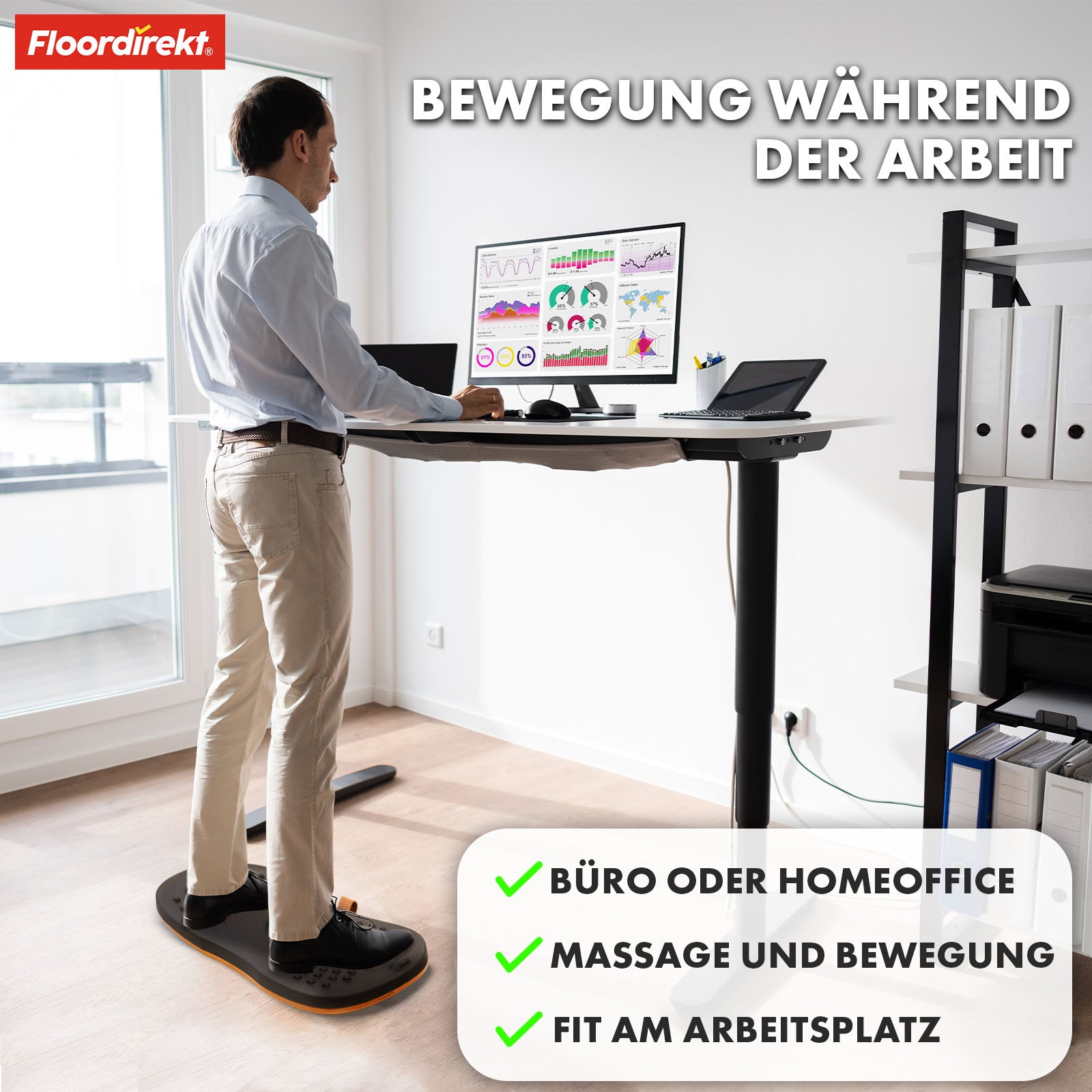Balance Board | Hawaii | Mata przeciwzmęczeniowa do biurek stojących w biurze i biurze domowym | Mata do pracy dostępna w dwóch wersjach