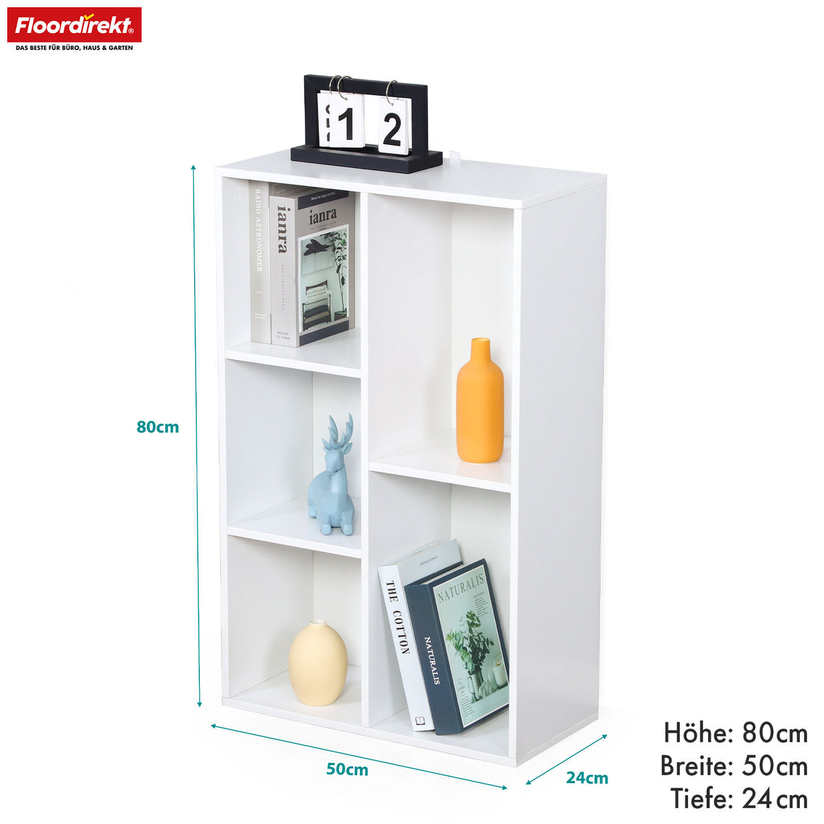 Regał | Arkansas | Biały regał stojący MDF z 5-9 półkami na książki i akcesoria domowe