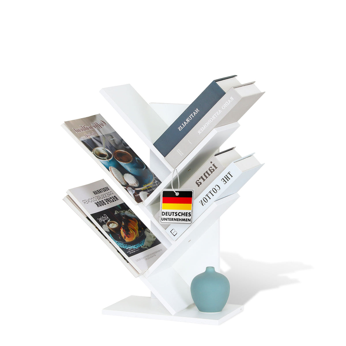 Regał na książki | Louisiana | Regał stojący w kształcie drzewa w kolorze białym z 5 lub 9 półkami wykonanymi z drewna