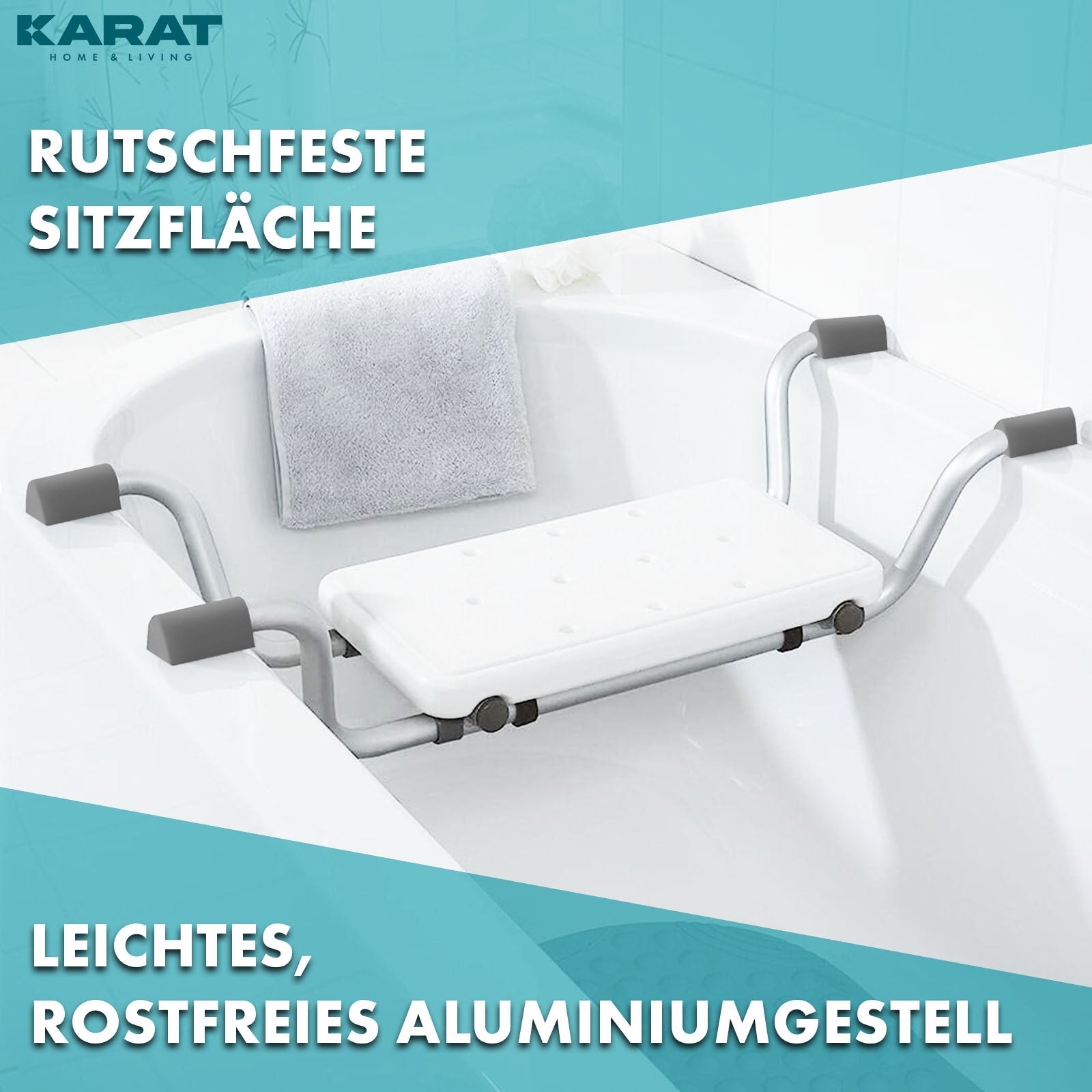 Siedzisko wannowe | Levi | Regulowane i antypoślizgowe siedzisko aluminiowe | Nośność do 150 kg