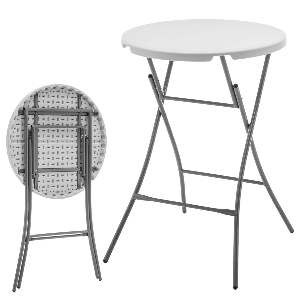 Stół składany | Nagano | Okrągły biały składany stół ogrodowy | Średnica 80 cm