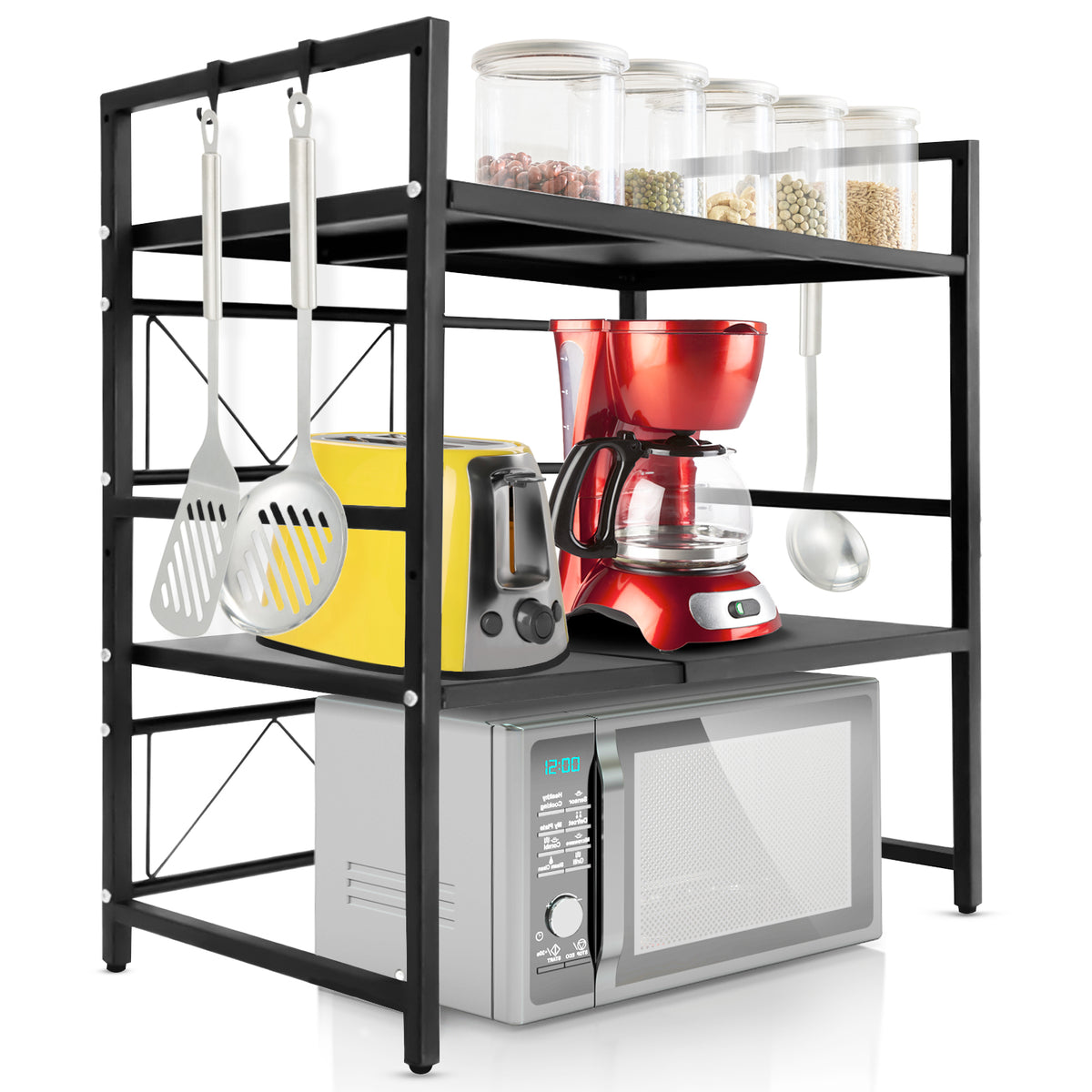 Półka na kuchenkę mikrofalową | Durango | Regulowany organizer kuchenny z 3 haczykami | Dostępny w 2 rozmiarach