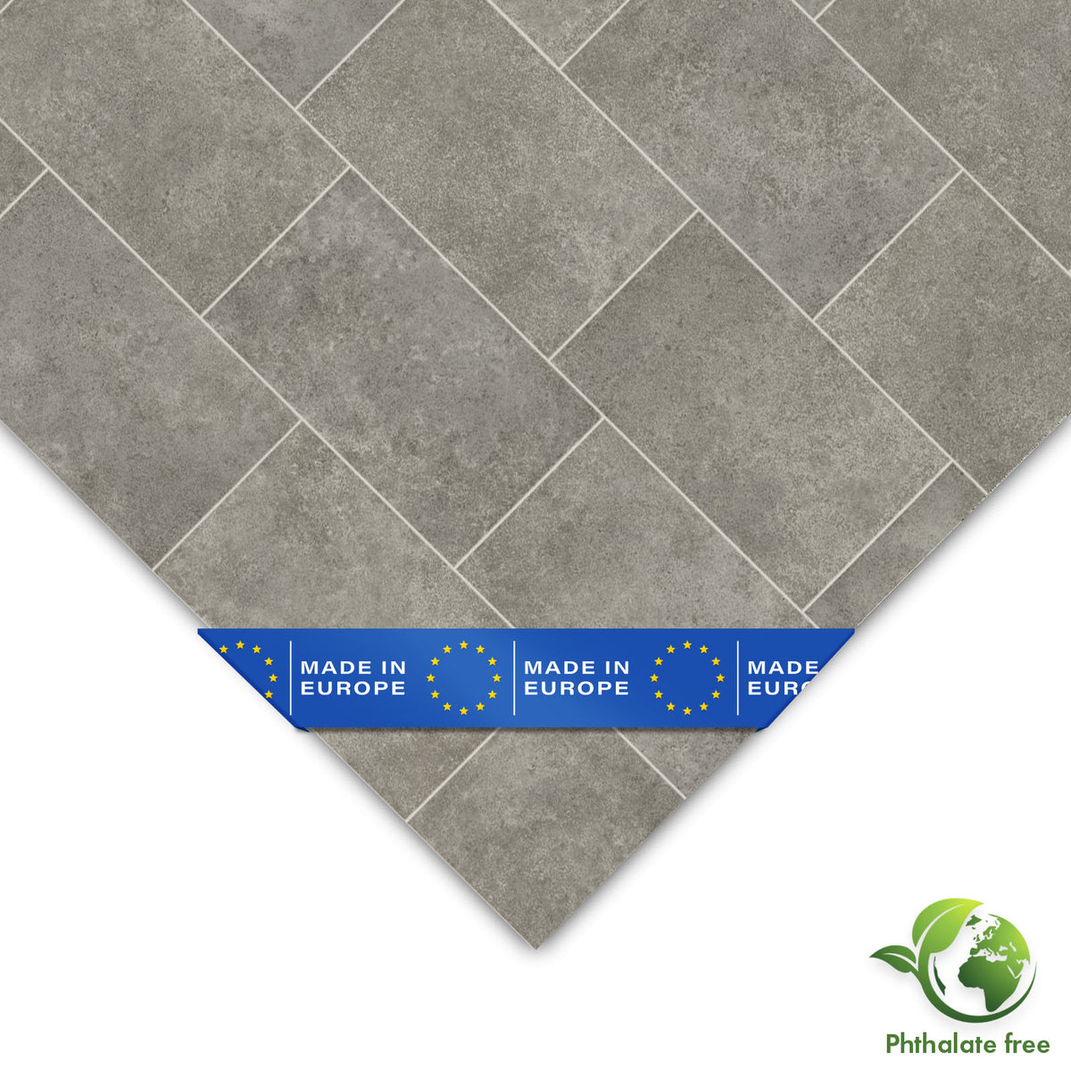 Podłogi CV | Kent 968M | Wytrzymała podłoga winylowa o realistycznym wyglądzie płytek kamiennych do kuchni, łazienek i pomieszczeń mieszkalnych