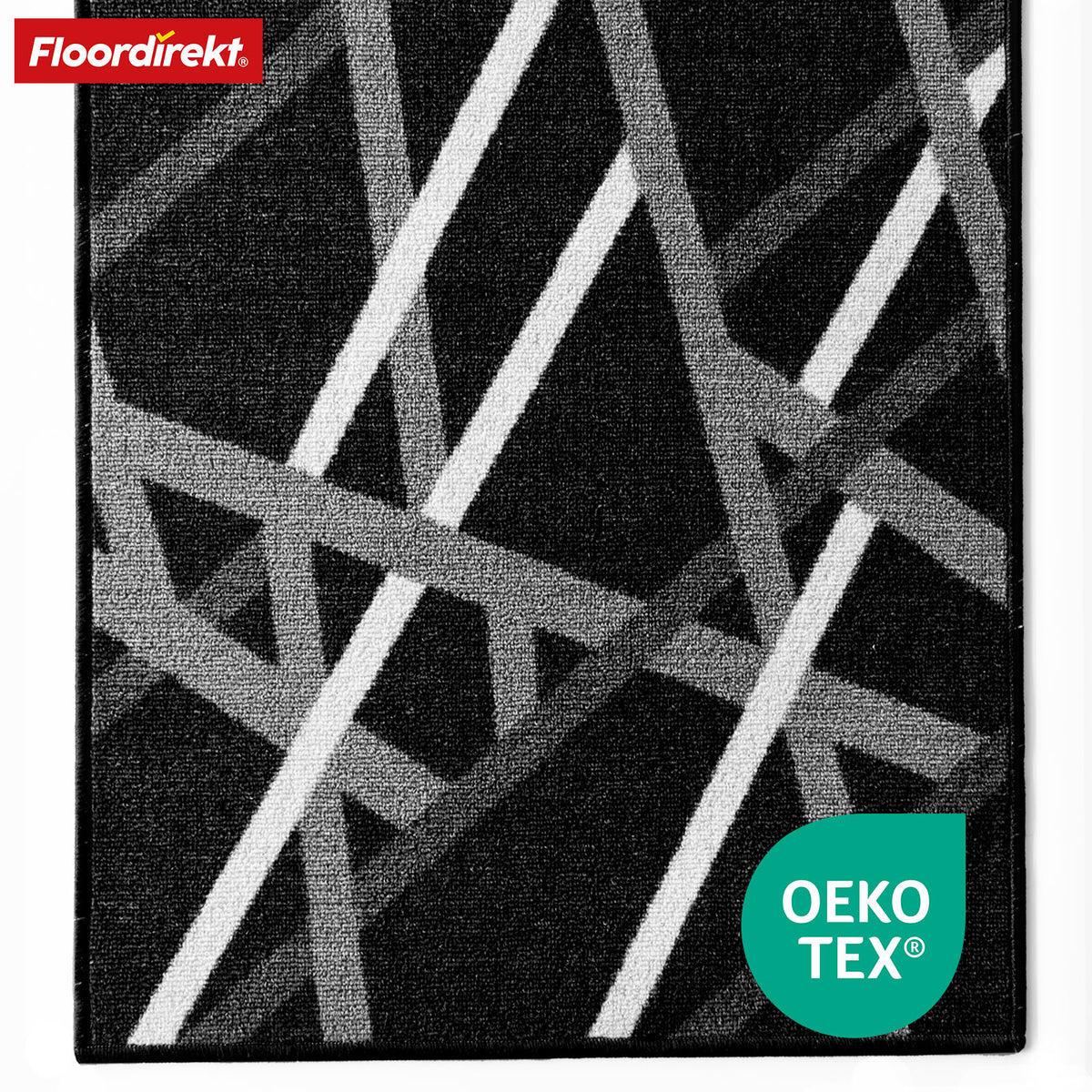 Chodnik dywanowy Printed | w kolorze antracytowym i brązowym | Nowoczesny dywan w paski z antypoślizgowym spodem żelowym | Trwały i łatwy w czyszczeniu