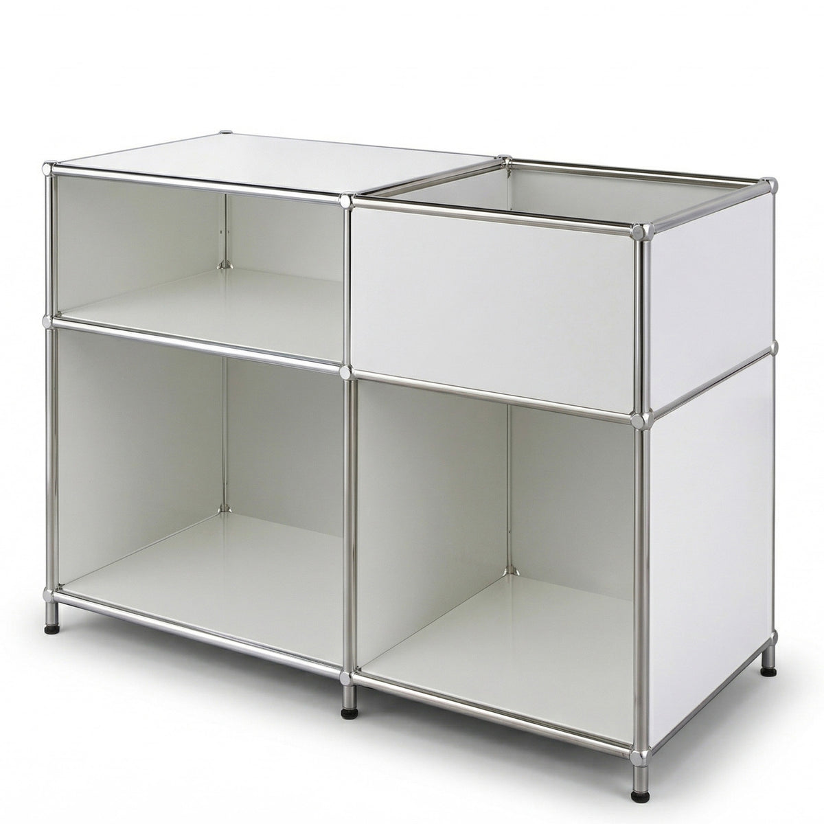 Regał metalowy | Concept Epure MK-030 | Regał stojący z 3 półkami i schowkiem | Regał kuchenny, biurowy i do salonu
