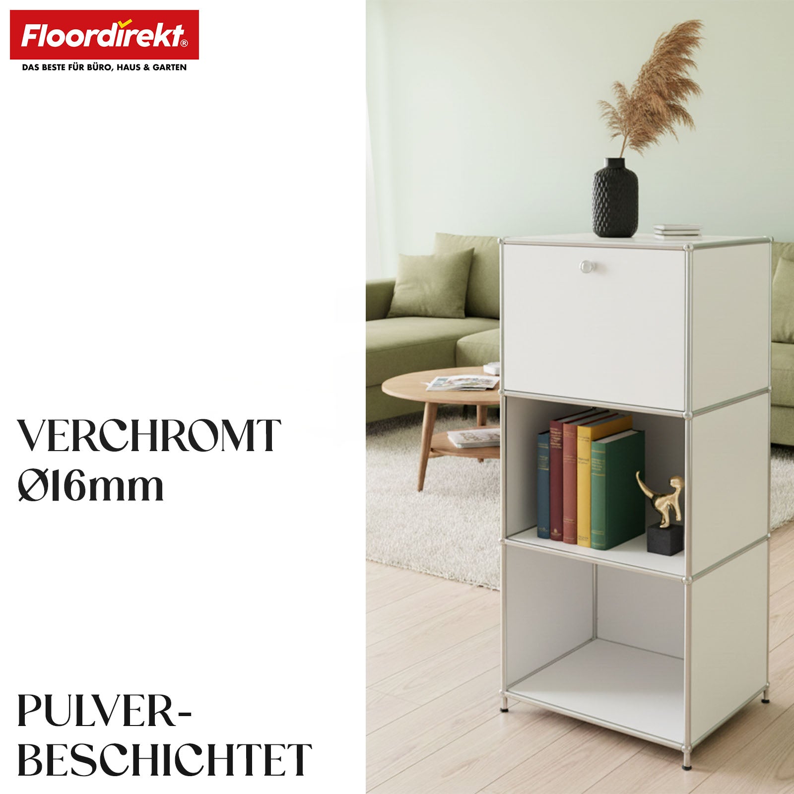 Regał metalowy | Concept Epure MK-107 | 4-poziomowy regał do przechowywania z zamykaną przegrodą i półkami | W różnych kolorach