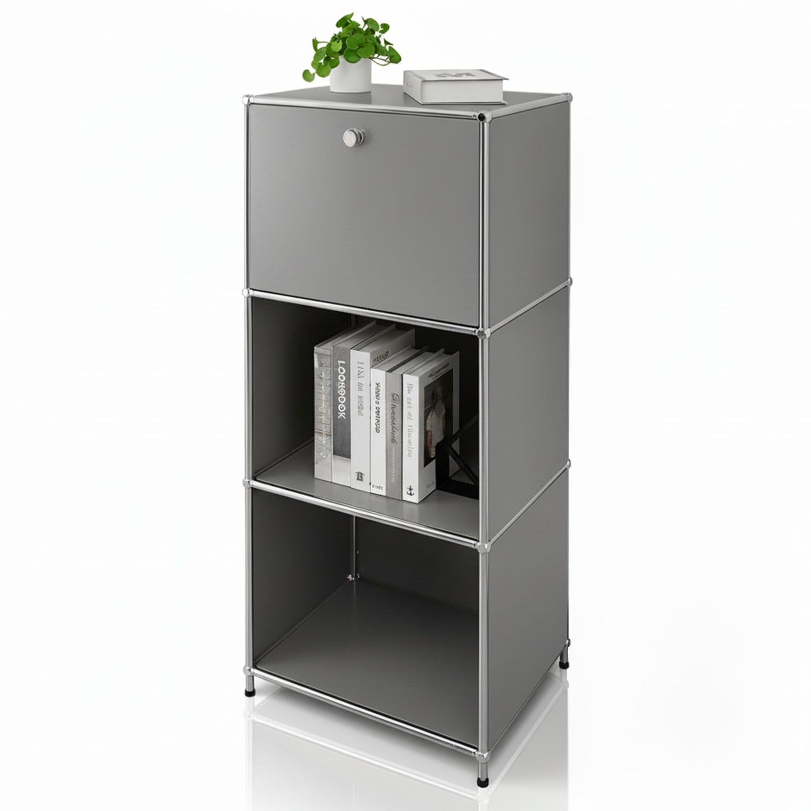 Regał metalowy | Concept Epure MK-107 | 4-poziomowy regał do przechowywania z zamykaną przegrodą i półkami | W różnych kolorach