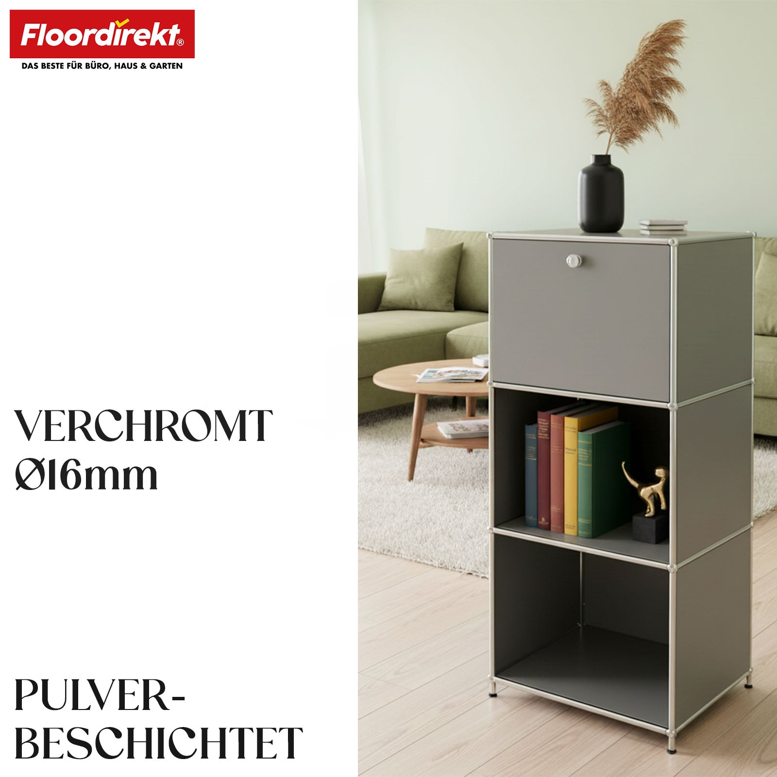 Regał metalowy | Concept Epure MK-107 | 4-poziomowy regał do przechowywania z zamykaną przegrodą i półkami | W różnych kolorach