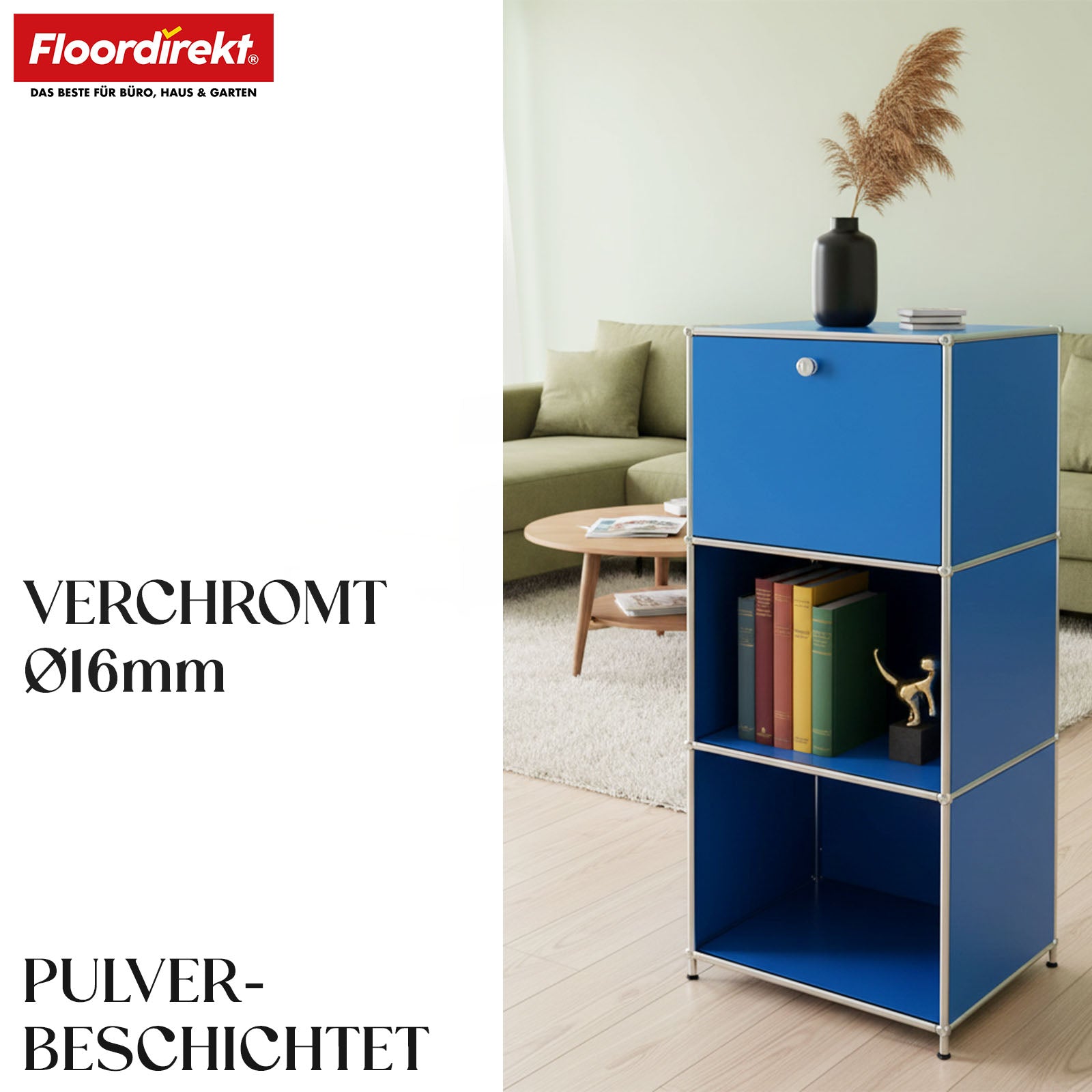 Regał metalowy | Concept Epure MK-107 | 4-poziomowy regał do przechowywania z zamykaną przegrodą i półkami | W różnych kolorach