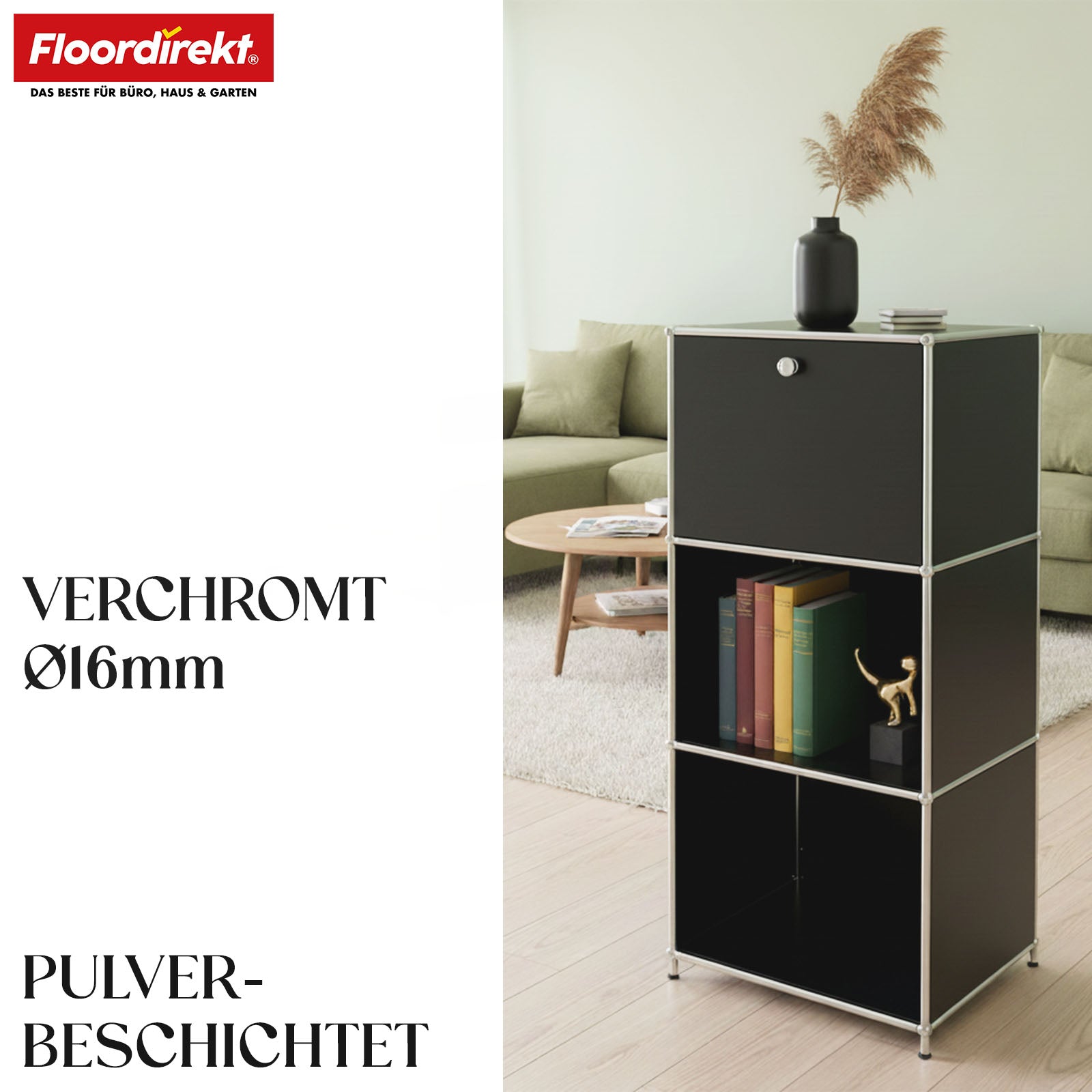 Regał metalowy | Concept Epure MK-107 | 4-poziomowy regał do przechowywania z zamykaną przegrodą i półkami | W różnych kolorach