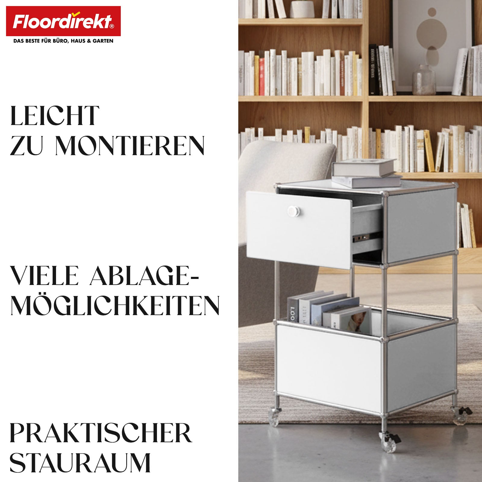 Regał metalowy | Concept Epure MK-145 | 3-poziomowy kontener na kółkach z szufladą i półkami | Dostępny w kilku kolorach