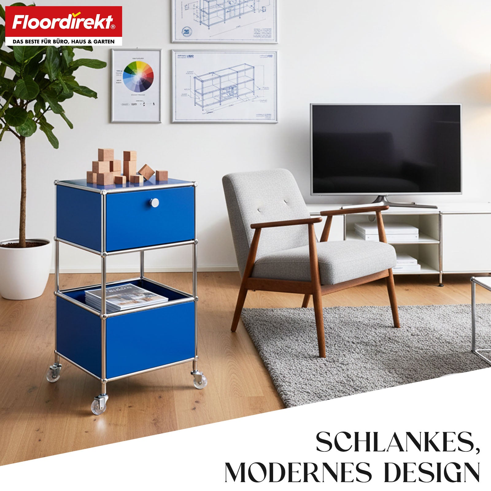 Regał metalowy | Concept Epure MK-145 | 3-poziomowy kontener na kółkach z szufladą i półkami | Dostępny w kilku kolorach