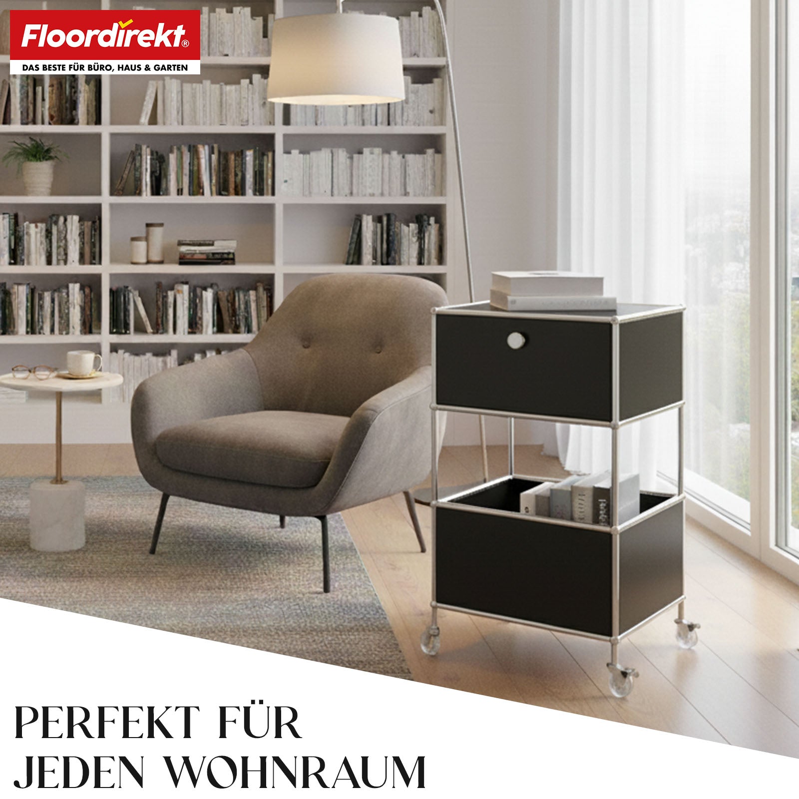 Regał metalowy | Concept Epure MK-145 | 3-poziomowy kontener na kółkach z szufladą i półkami | Dostępny w kilku kolorach