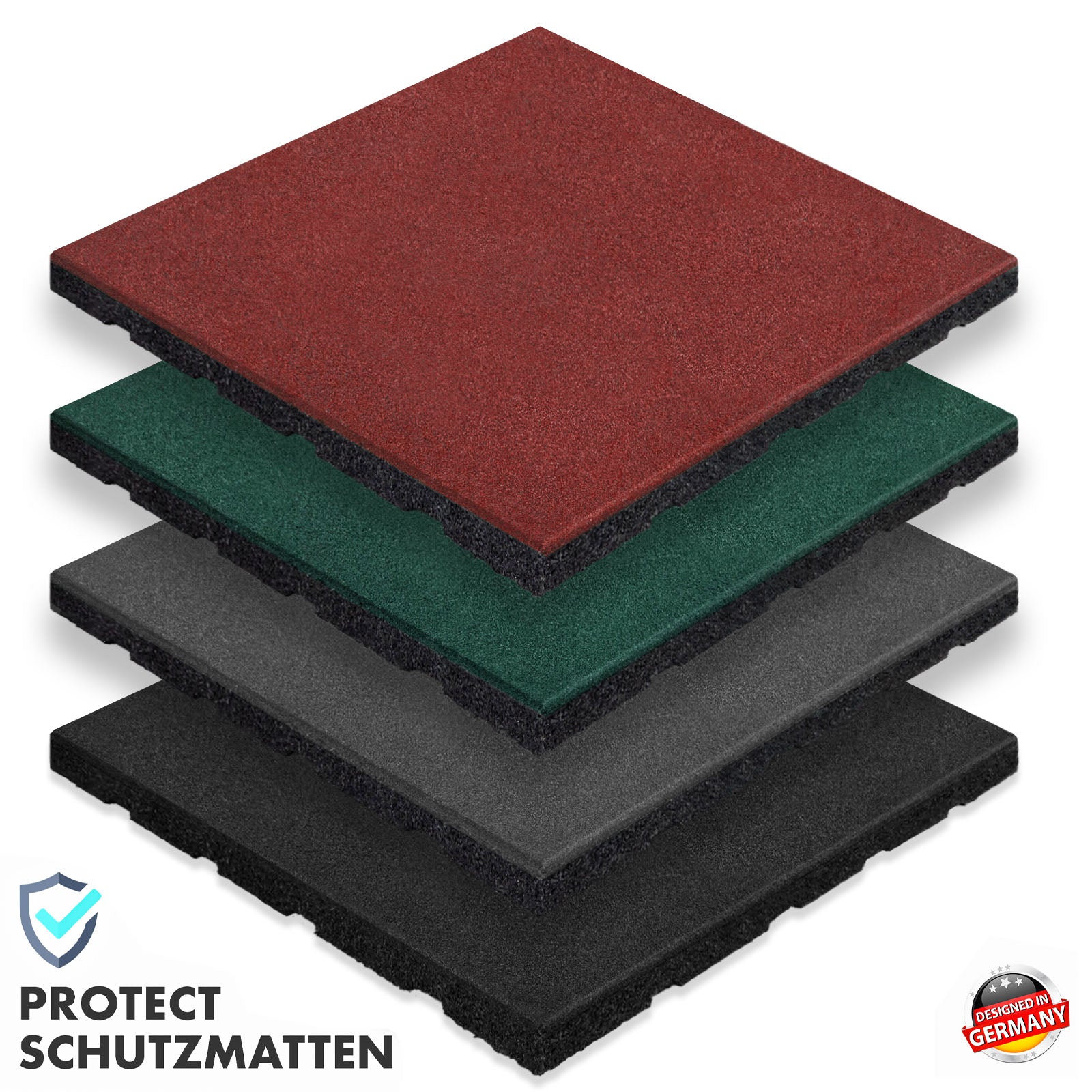 Mata zabezpieczająca przed upadkiem | Play Protect | Antypoślizgowa, wytrzymała gumowa ochrona podłogi | Różne grubości i kolory | 50 x 50 cm