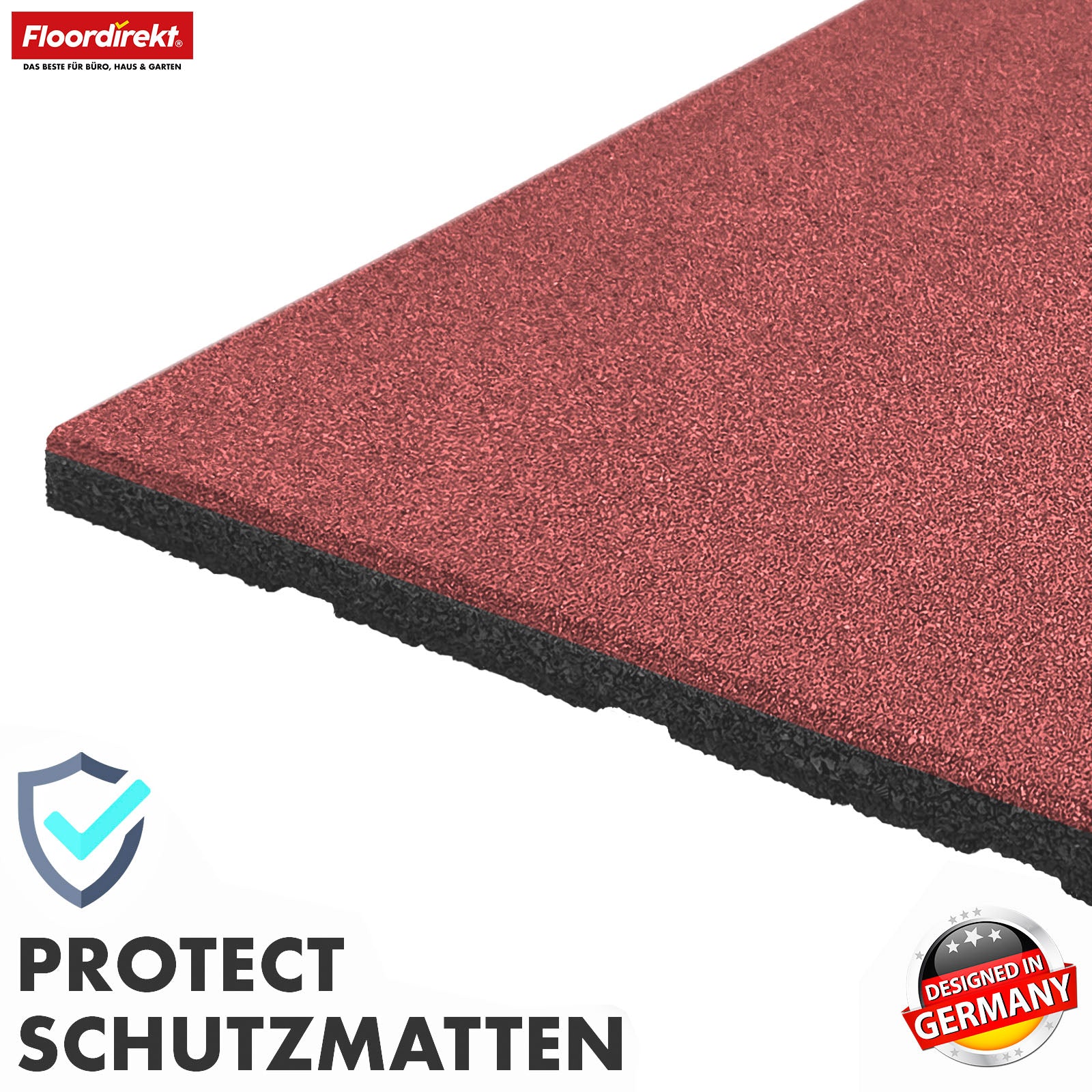 Mata zabezpieczająca przed upadkiem | Play Protect | Antypoślizgowa, wytrzymała gumowa ochrona podłogi | Różne grubości i kolory | 50 x 50 cm