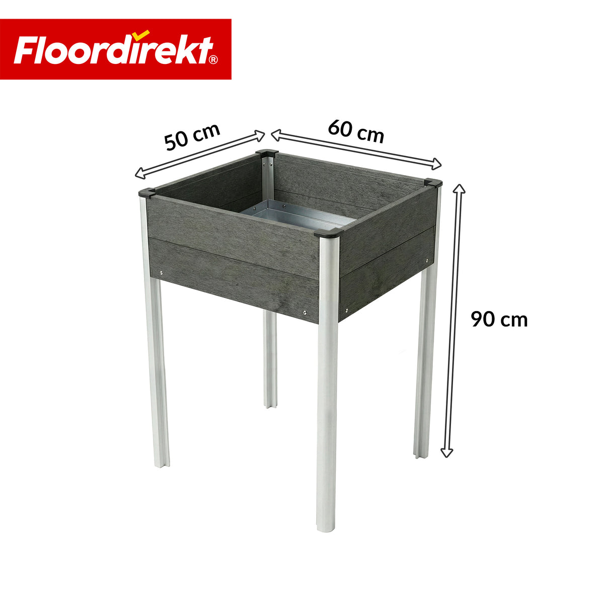 Podwyższona grządka WPC | Salina | Antracyt | Grządka na nogach 60 x 50 x 90 cm | Odporna na warunki atmosferyczne & łatwa w pielęgnacji