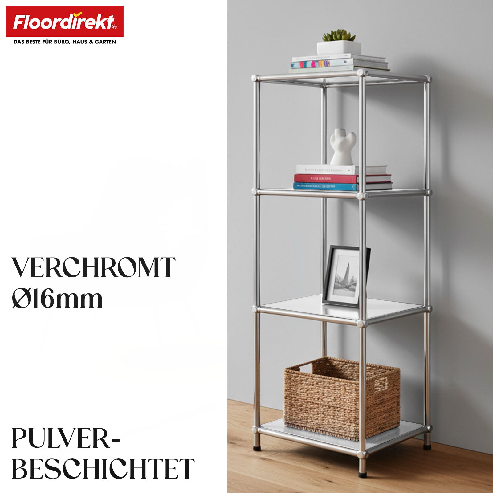 Regał metalowy | Concept Epure MK-005 | 4-poziomowy regał z otwartymi półkami | Dostępny w kilku kolorach