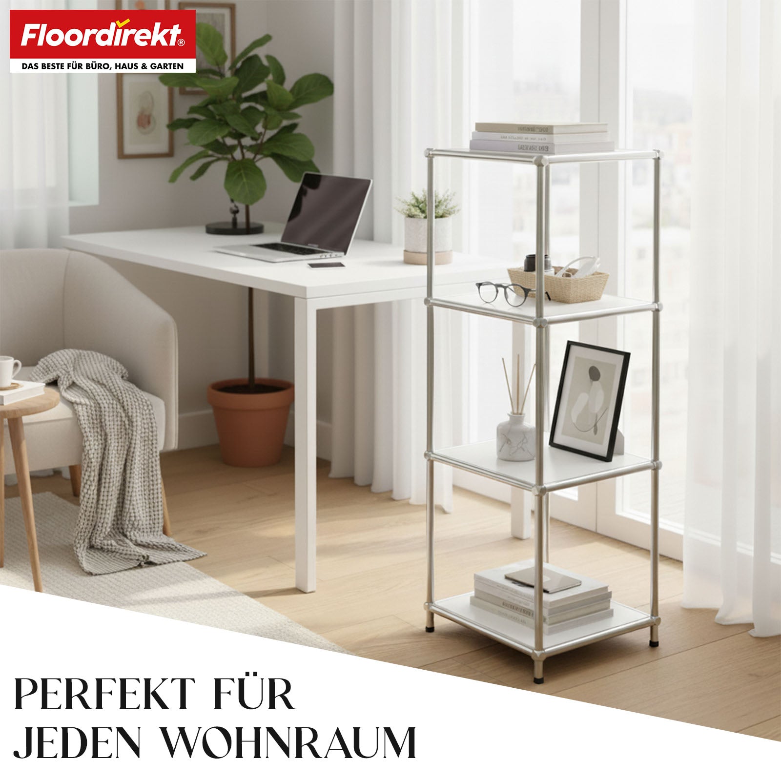Regał metalowy | Concept Epure MK-005 | 4-poziomowy regał z otwartymi półkami | Dostępny w kilku kolorach