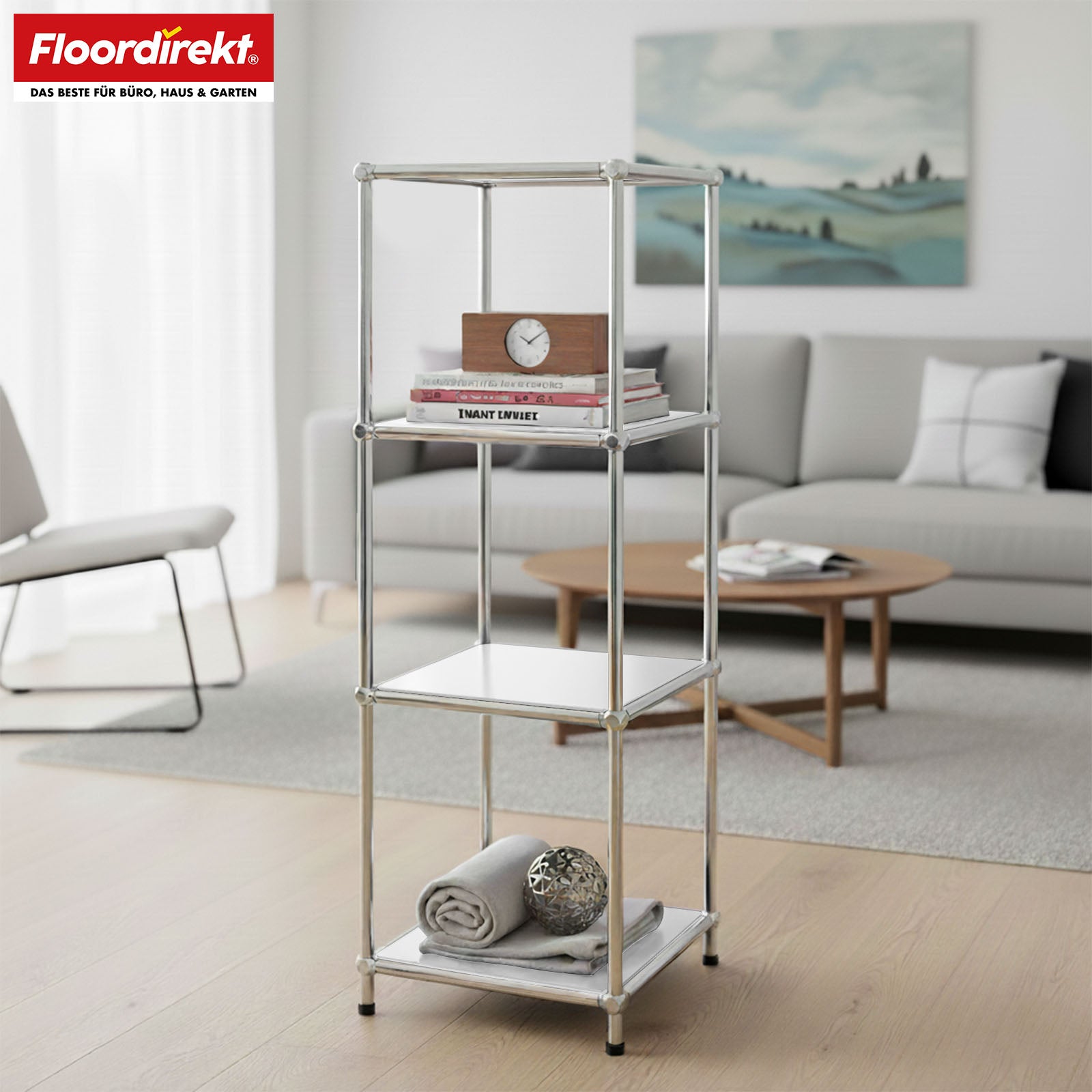 Regał metalowy | Concept Epure MK-005 | 4-poziomowy regał z otwartymi półkami | Dostępny w kilku kolorach