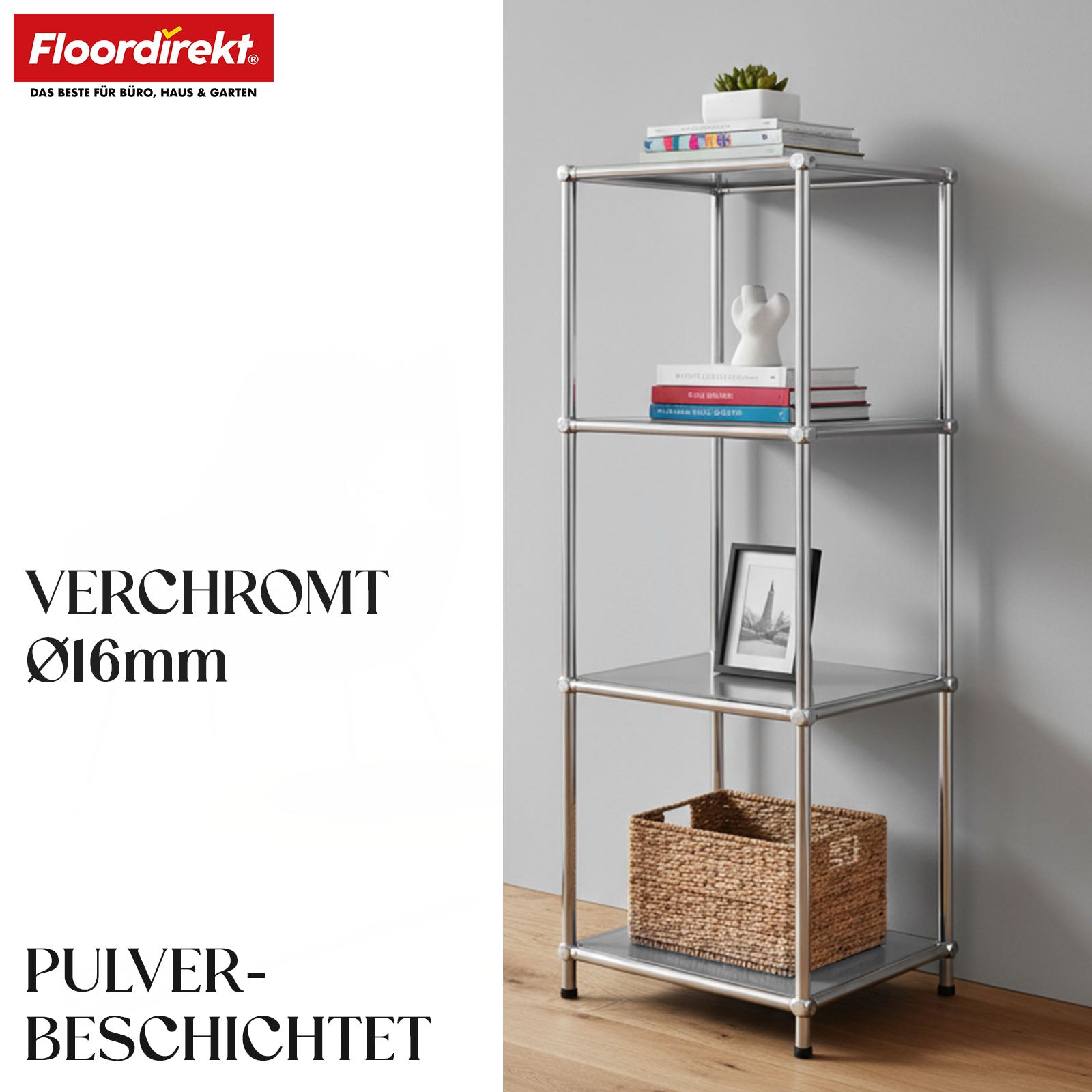 Regał metalowy | Concept Epure MK-005 | 4-poziomowy regał z otwartymi półkami | Dostępny w kilku kolorach