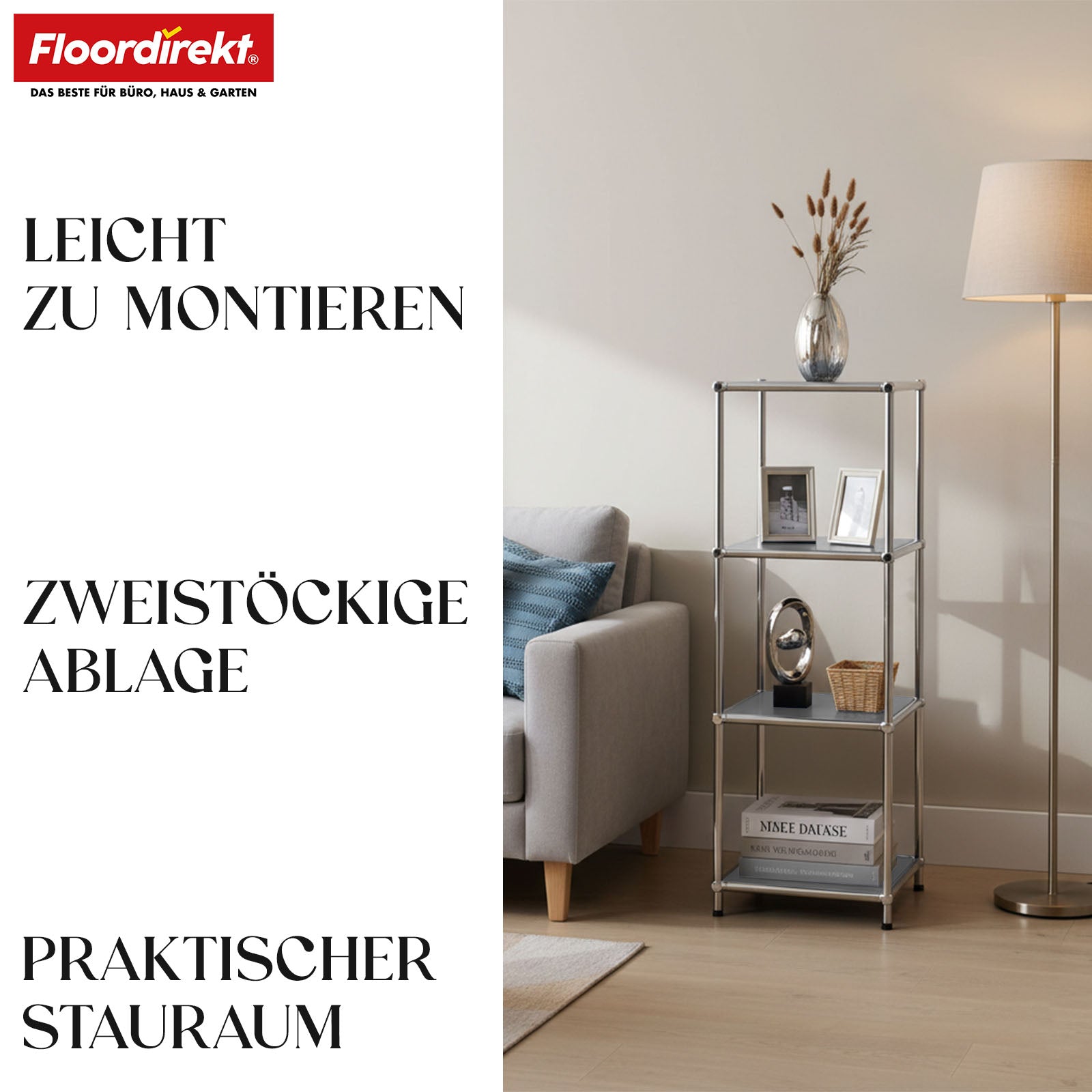 Regał metalowy | Concept Epure MK-005 | 4-poziomowy regał z otwartymi półkami | Dostępny w kilku kolorach